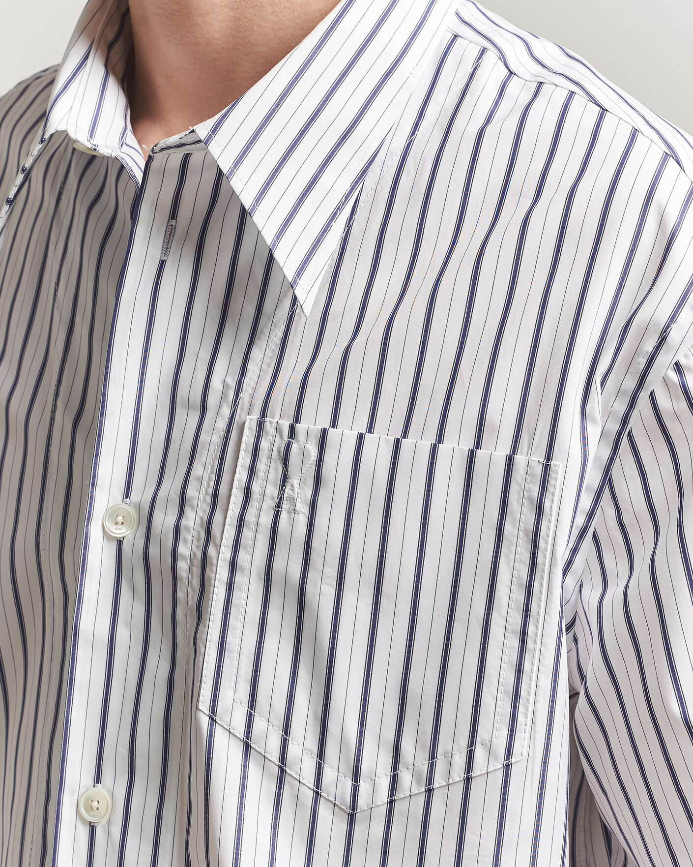 Uomini | Camicie | AMI | Short Sleeve Camp Collar Shirt White/Blue