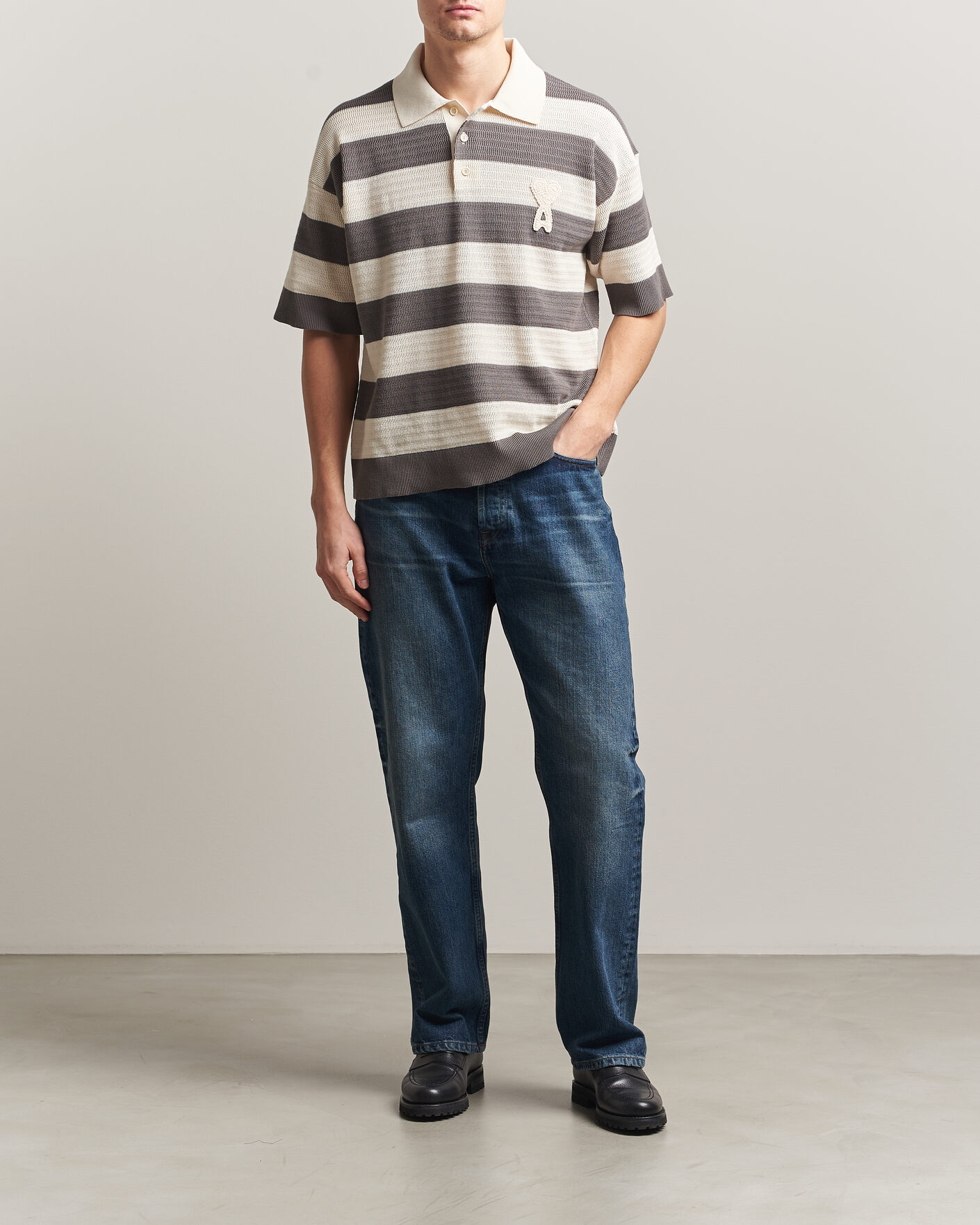 Uomini | Polo | AMI | Striped Polo White/Grey