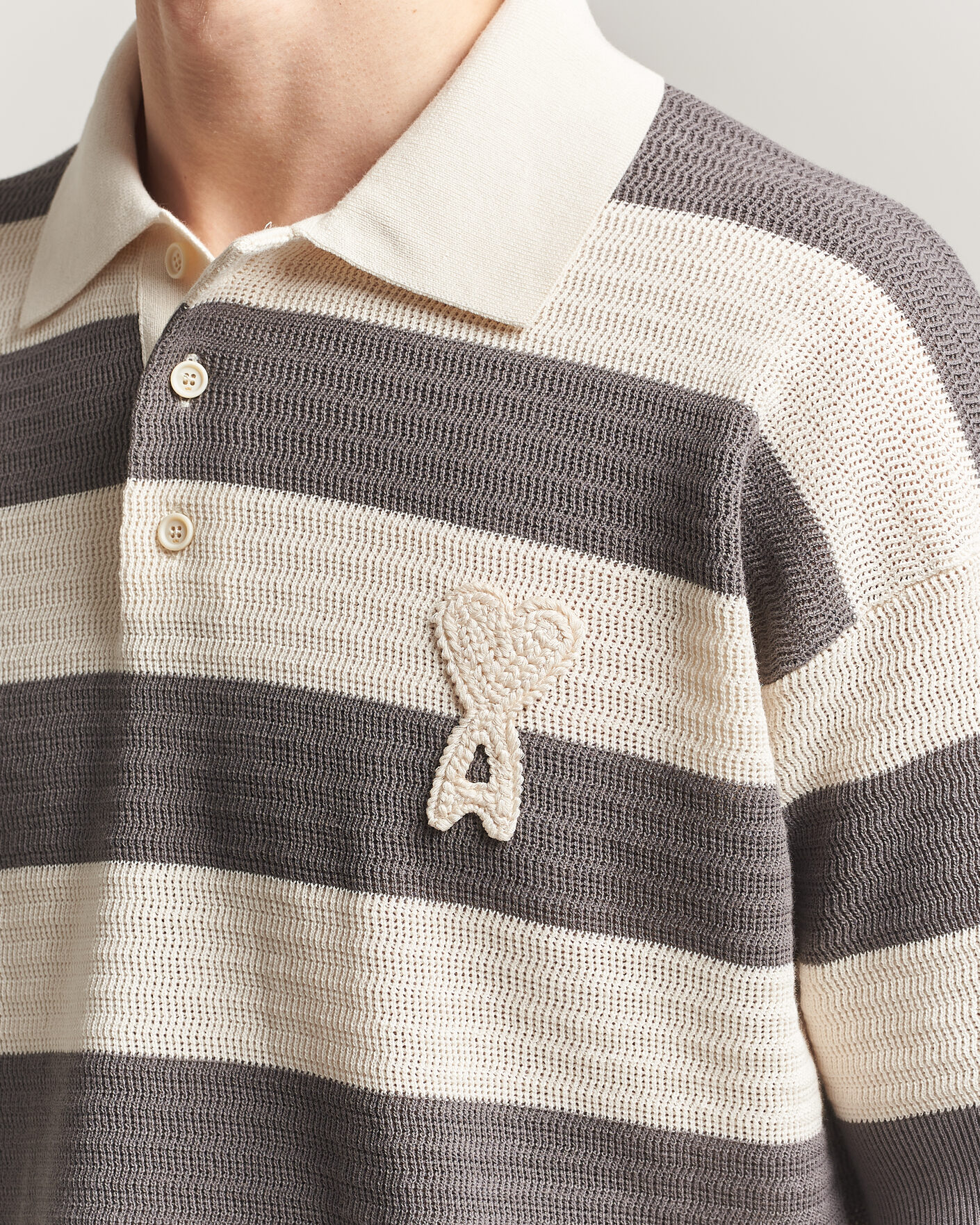 Uomini | Polo | AMI | Striped Polo White/Grey