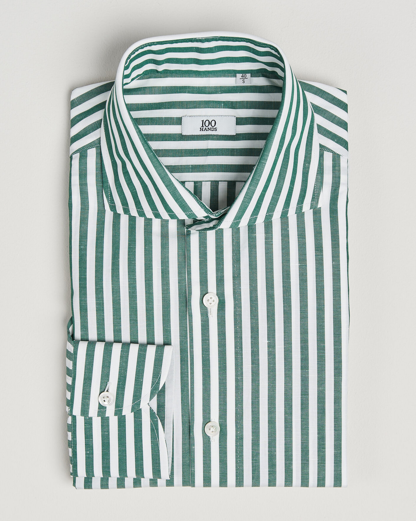 Uomini | Camicie | 100Hands | Cotton/Linen Bengal Stripe Shirt Green
