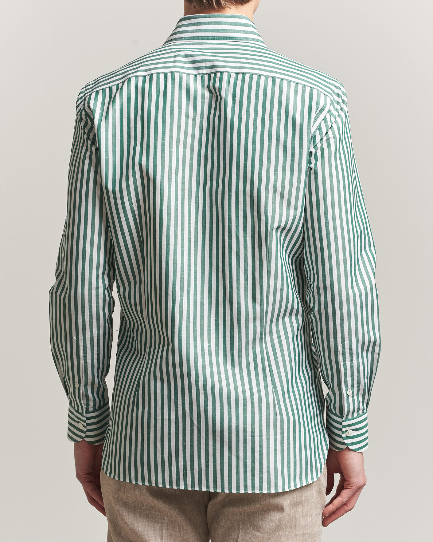 Uomini | Camicie | 100Hands | Cotton/Linen Bengal Stripe Shirt Green