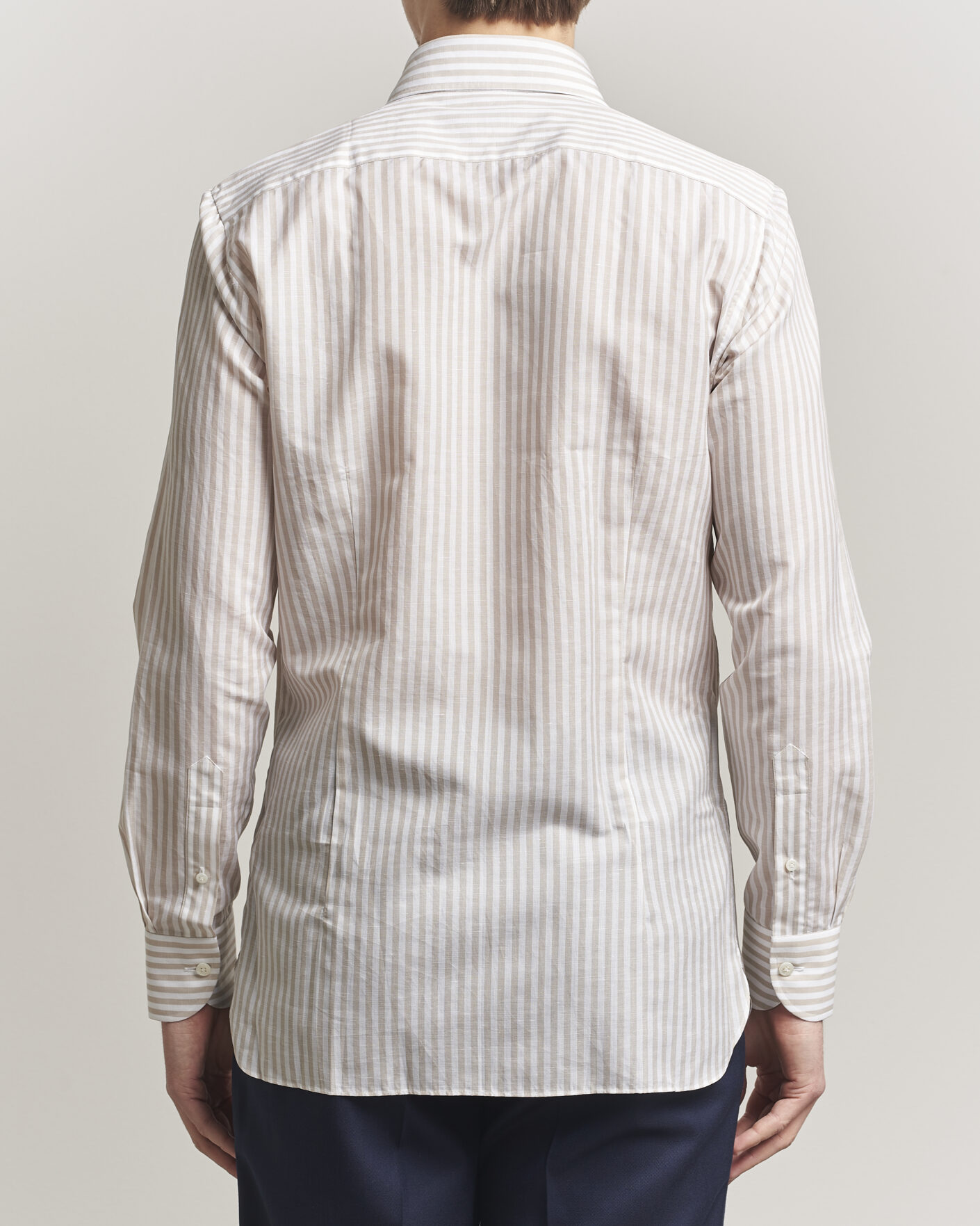 Uomini | Camicie | 100Hands | Cotton/Linen Bengal Stripe Shirt Light Brown