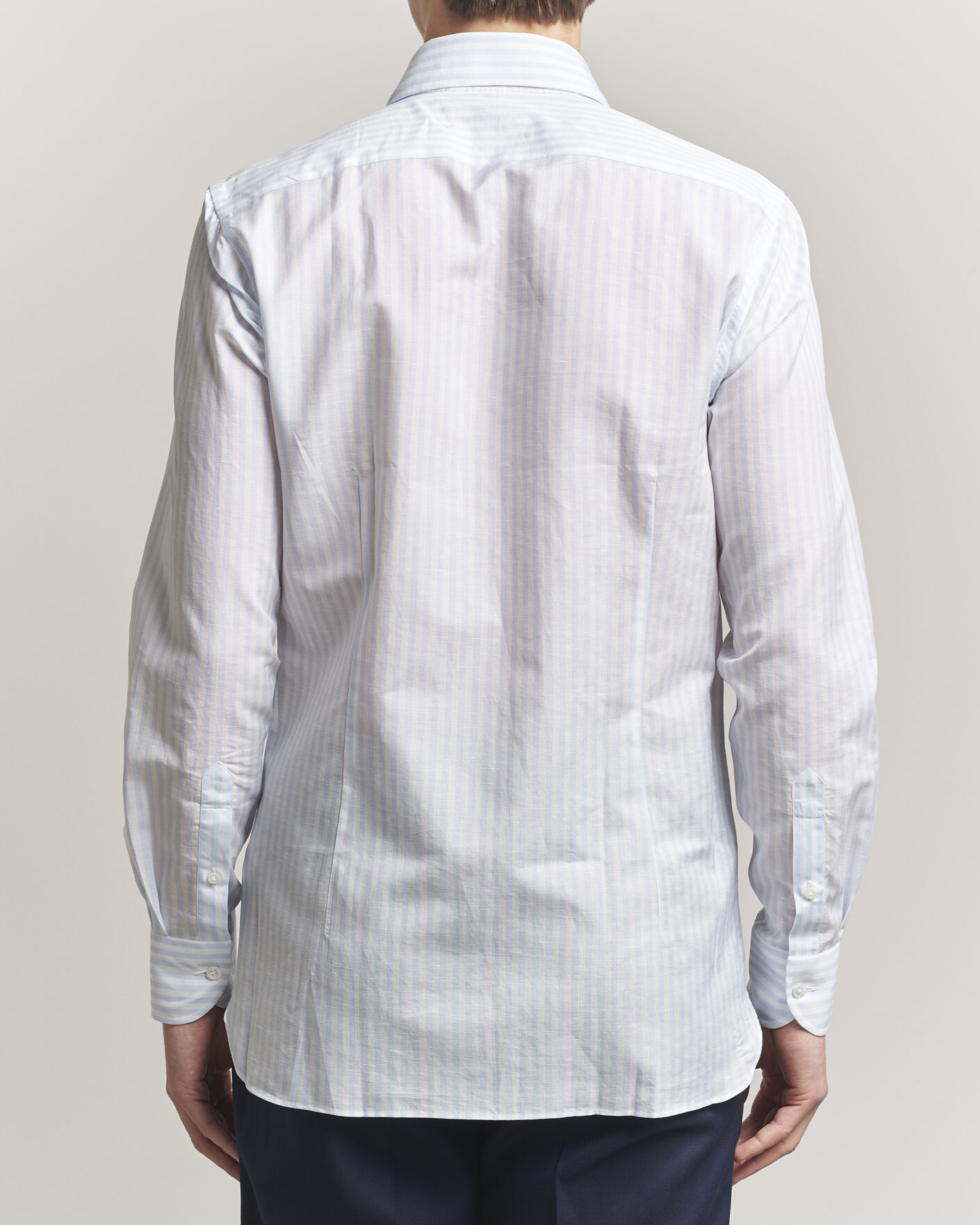 Uomini | Camicie | 100Hands | Cotton/Linen Bengal Stripe Shirt Light Blue