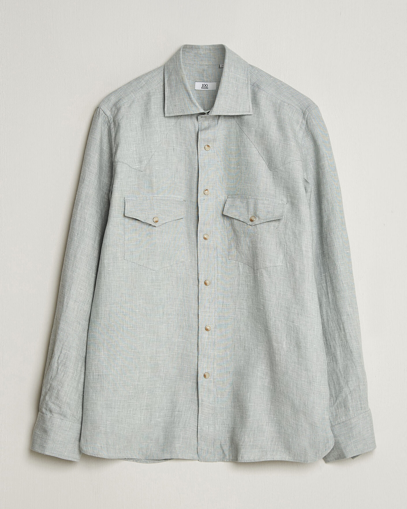 Uomini | Camicie | 100Hands | Two Pocket Western Linen Shirt Mint Green