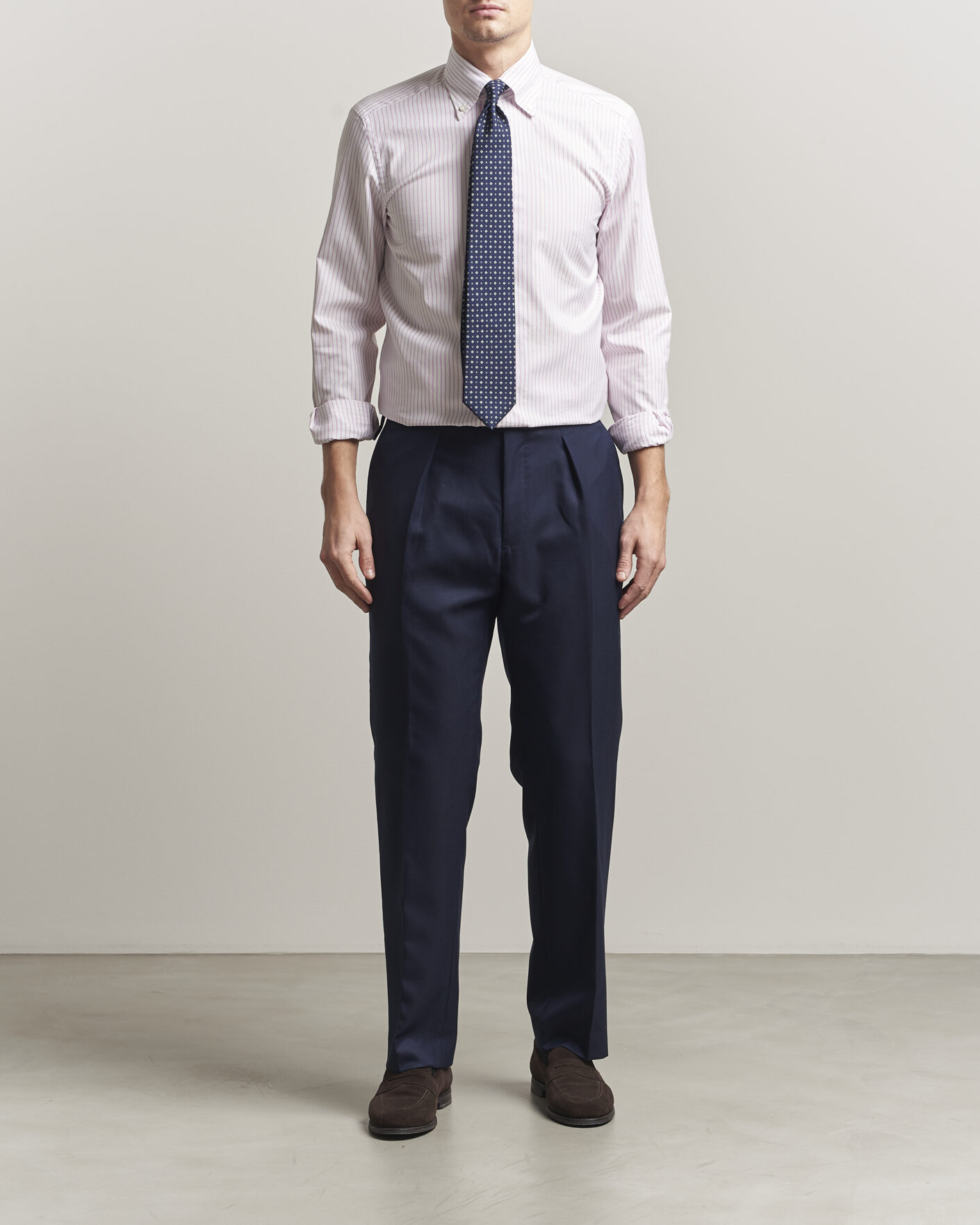 Uomini | Camicie | 100Hands | Washed Striped Oxford Shirt Lavender