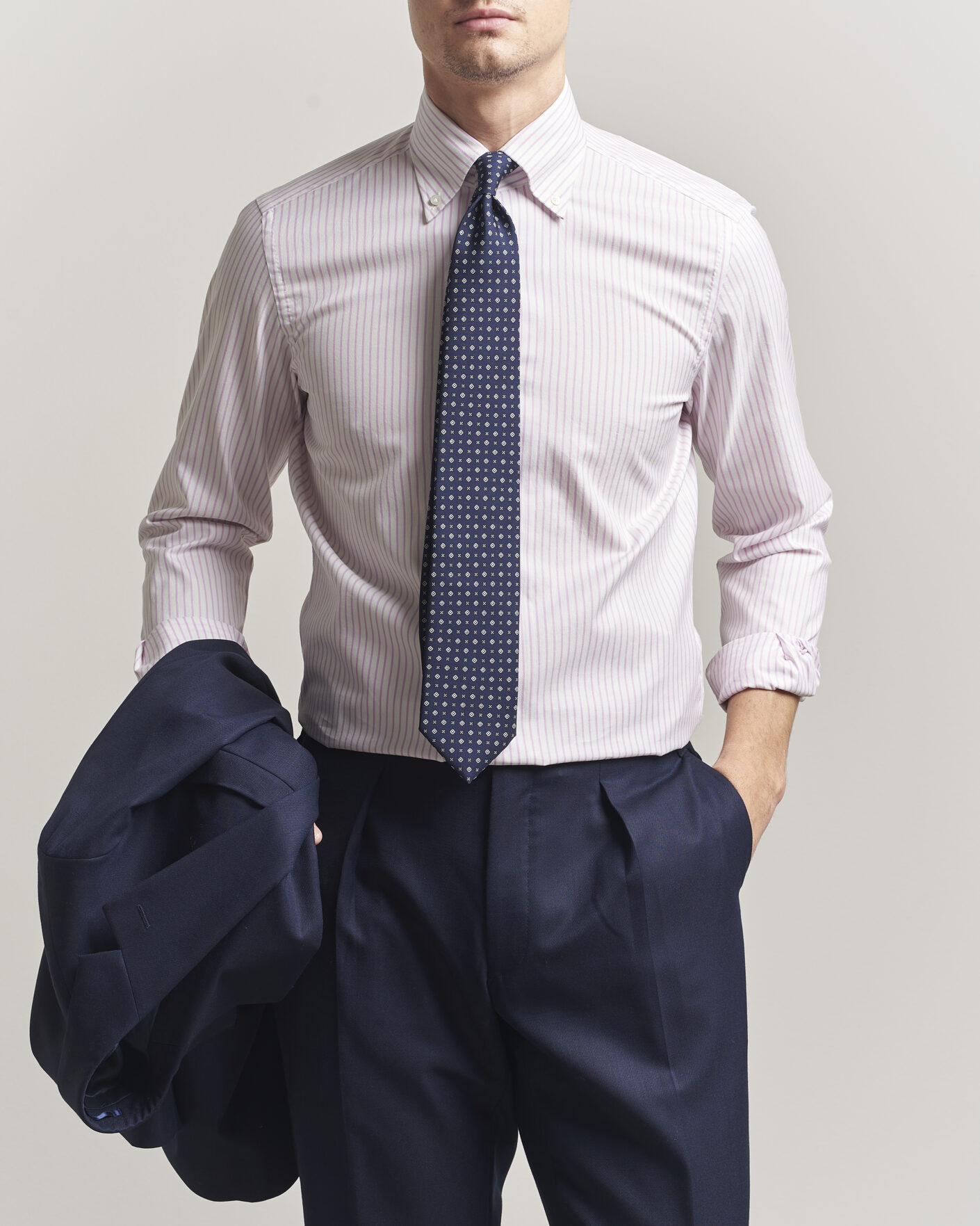 Uomini | Camicie | 100Hands | Washed Striped Oxford Shirt Lavender