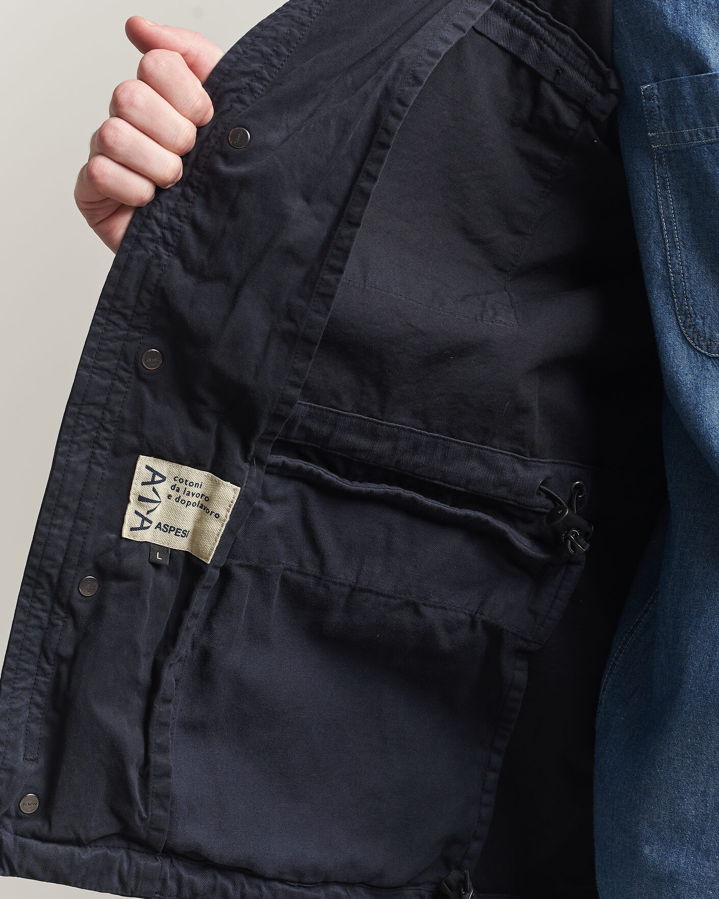 Uomini | Giacche | Aspesi | Washed Cotton Field Jacket Navy