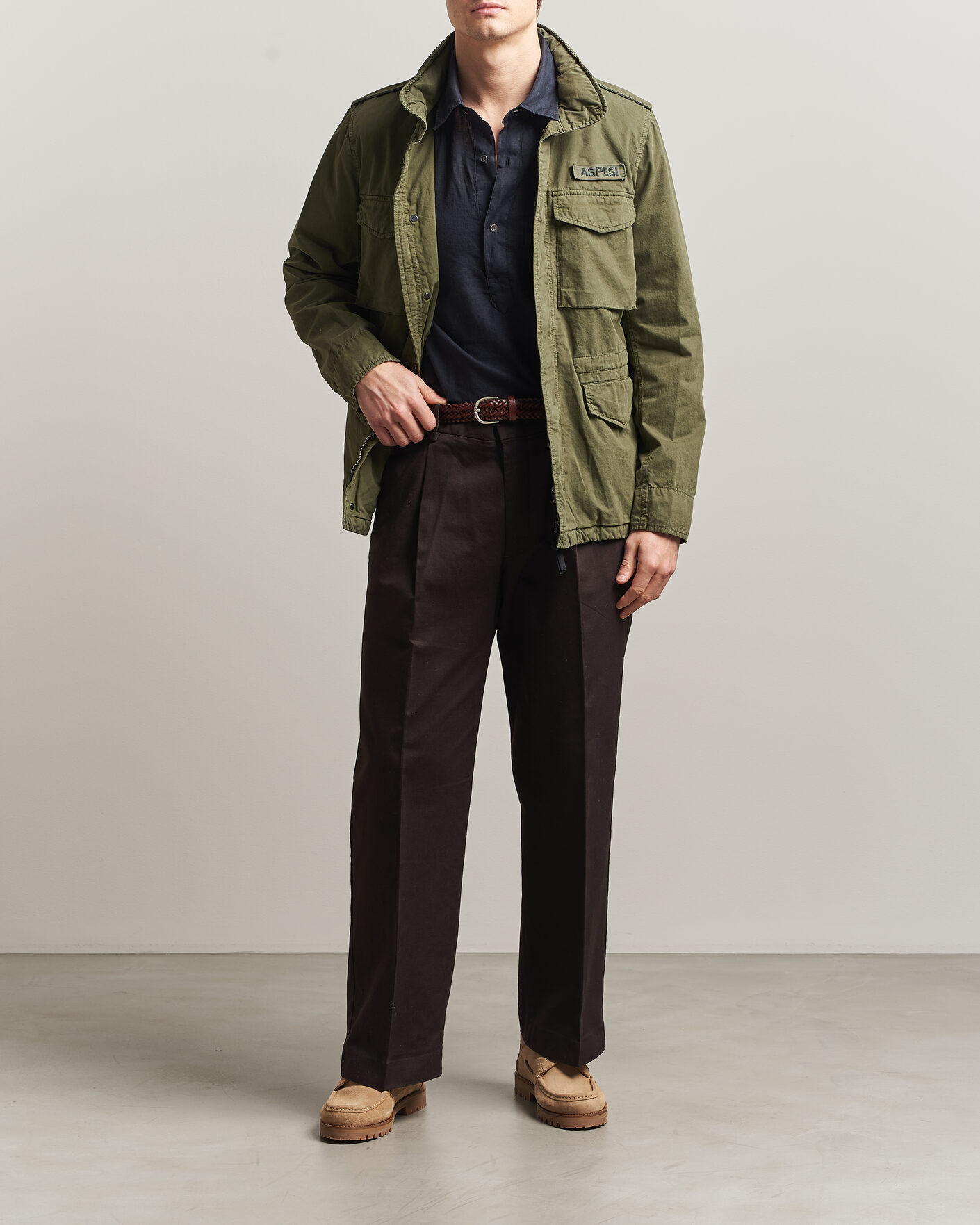 Uomini | Giacche | Aspesi | Washed Cotton Field Jacket Military