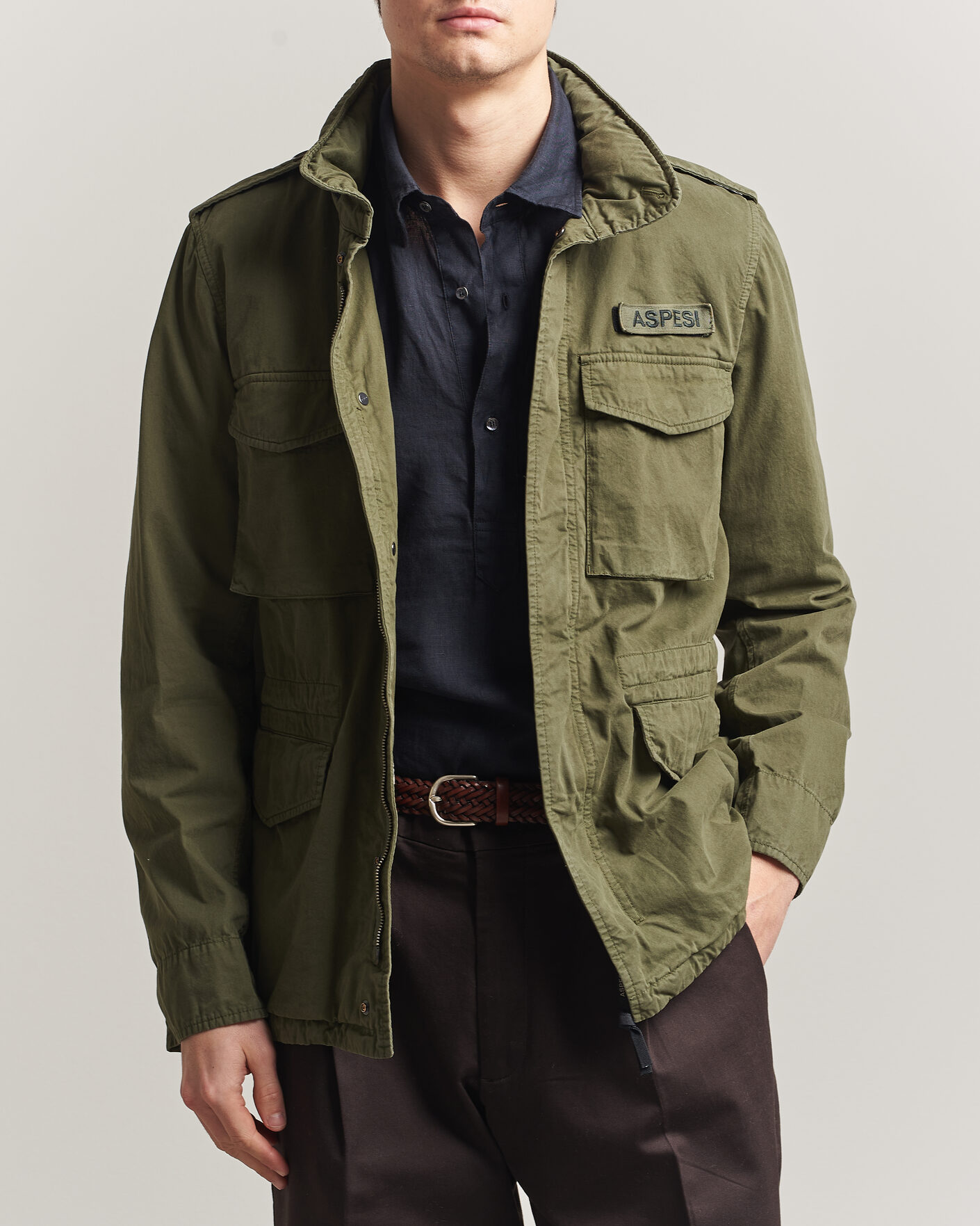 Uomini | Giacche | Aspesi | Washed Cotton Field Jacket Military