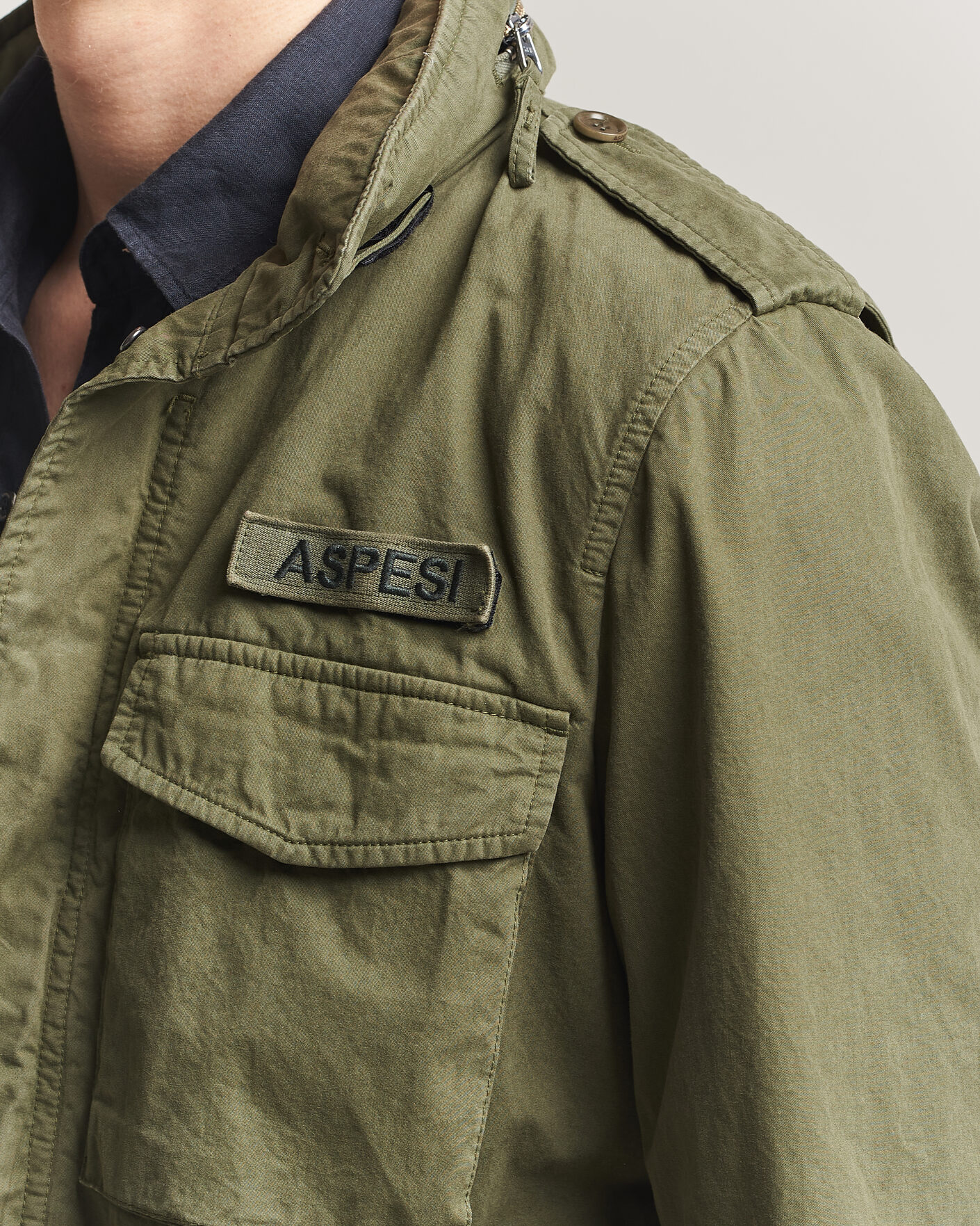 Uomini | Giacche | Aspesi | Washed Cotton Field Jacket Military
