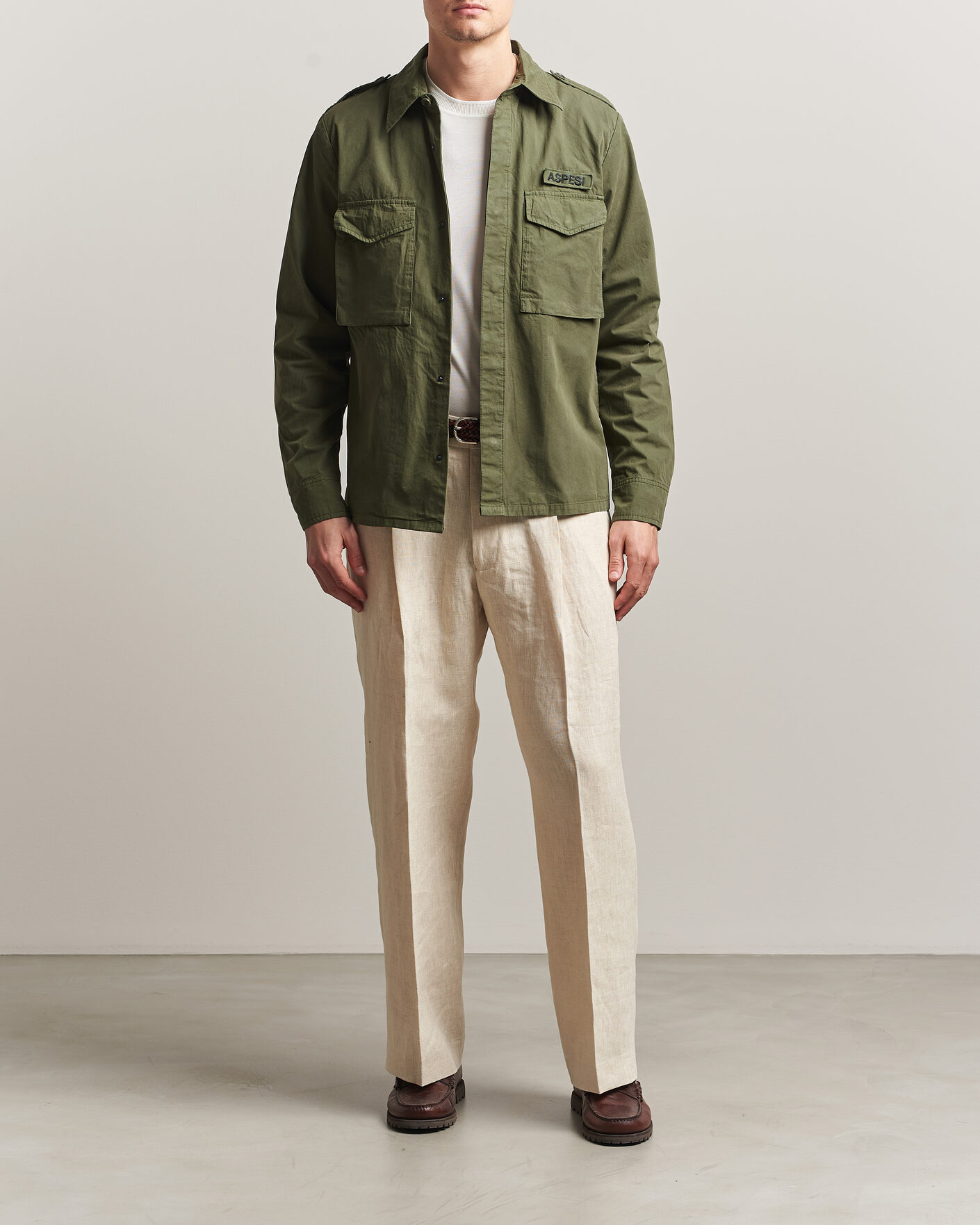 Uomini | Giacche | Aspesi | Cotton Field Shirt Olive