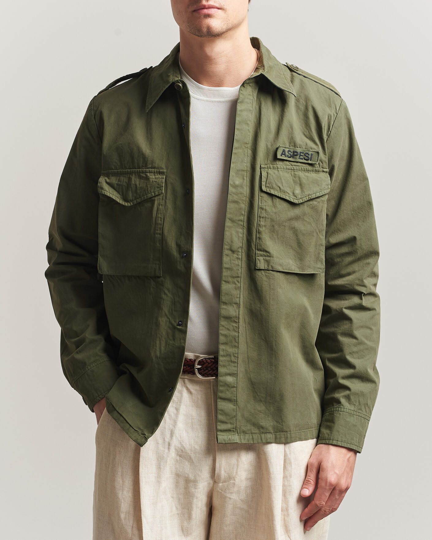 Uomini | Giacche | Aspesi | Cotton Field Shirt Olive