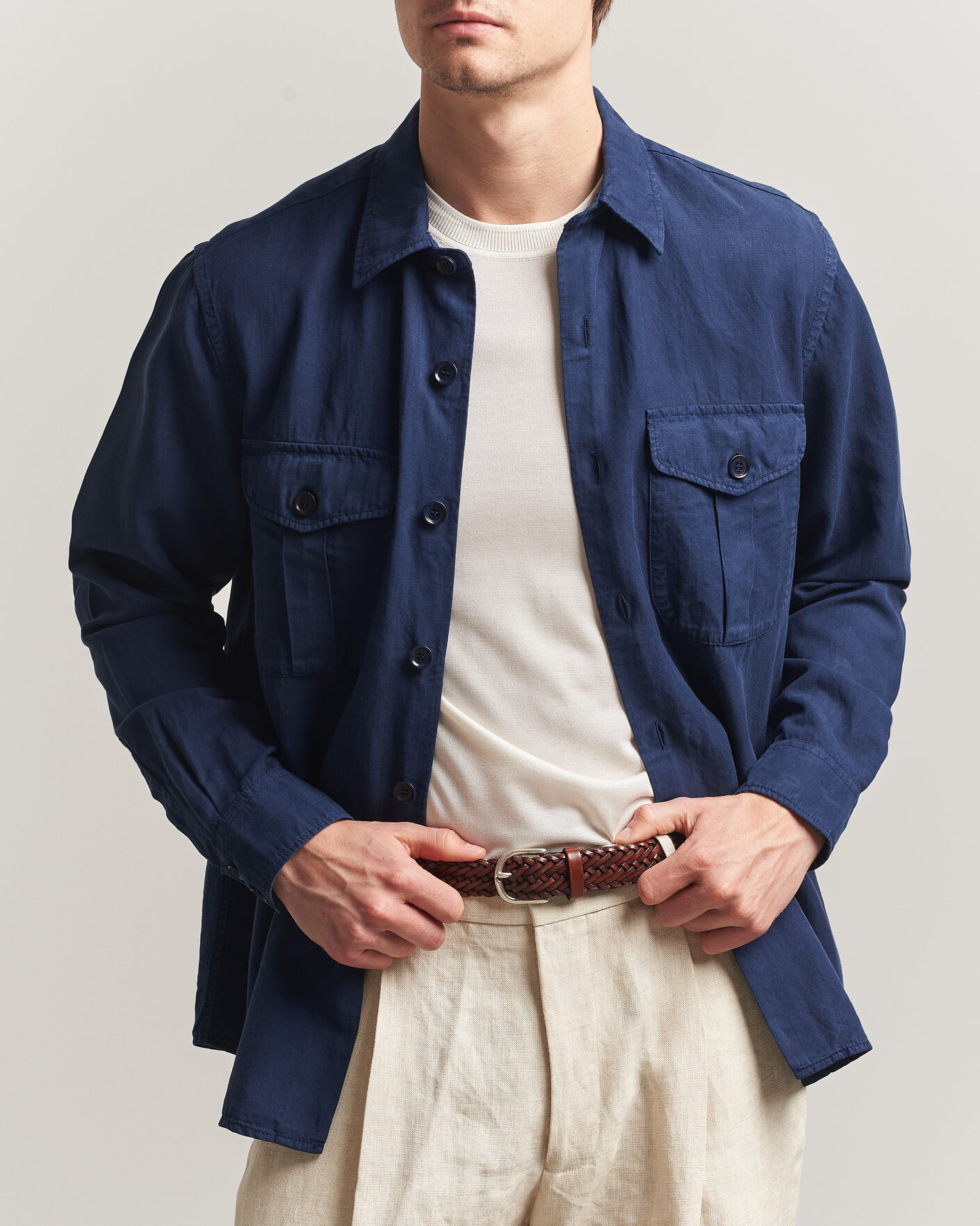 Uomini | Camicie | Aspesi | Double Pocket Overshirt Navy