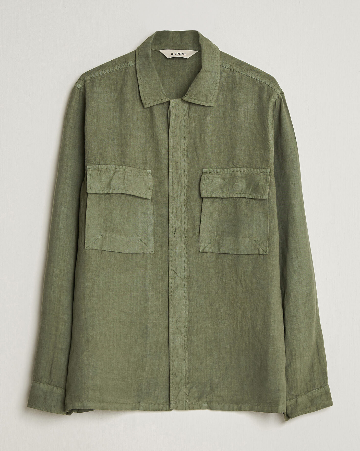 Uomini | Giacche | Aspesi | Linen Overshirt Military