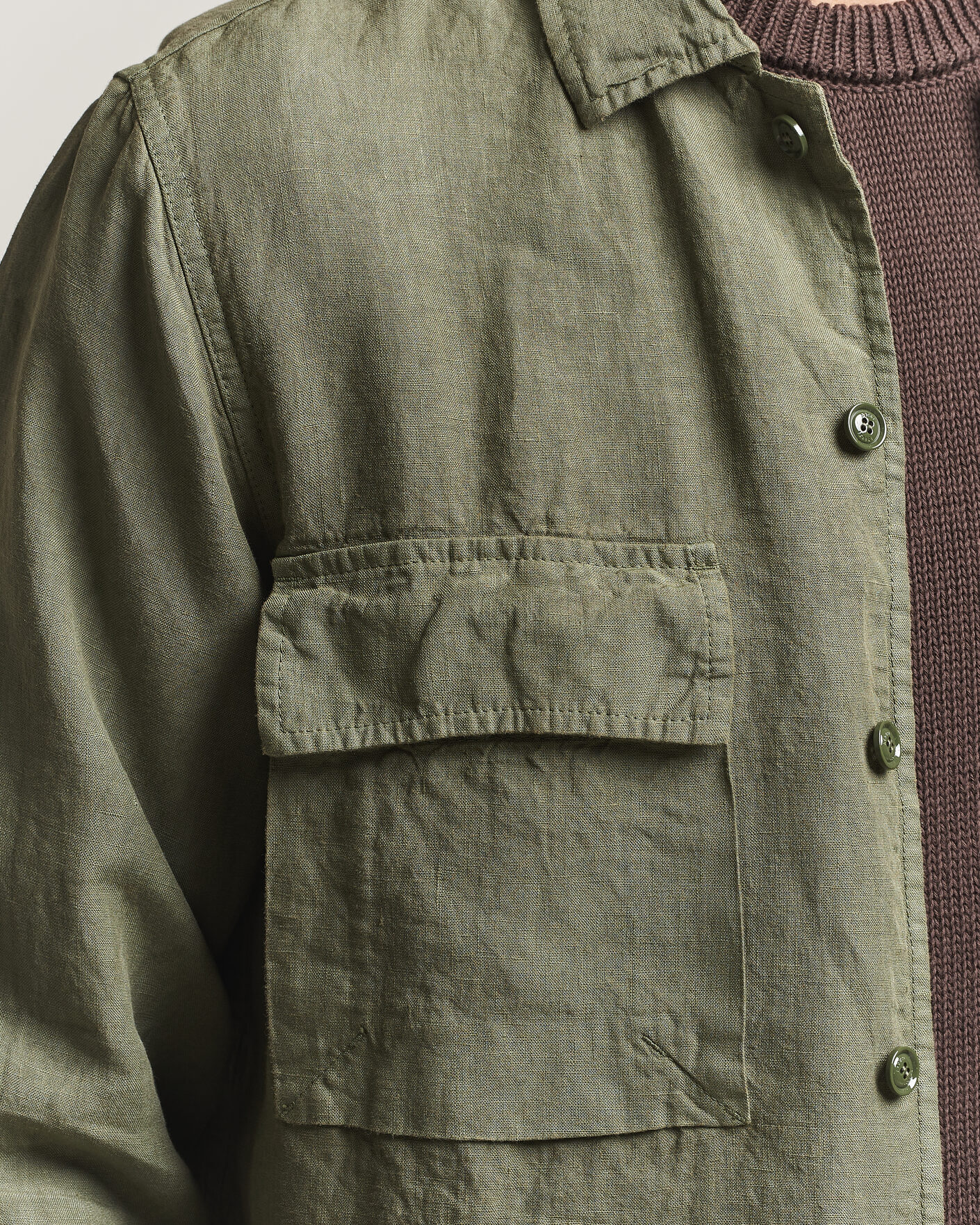 Uomini | Giacche | Aspesi | Linen Overshirt Military