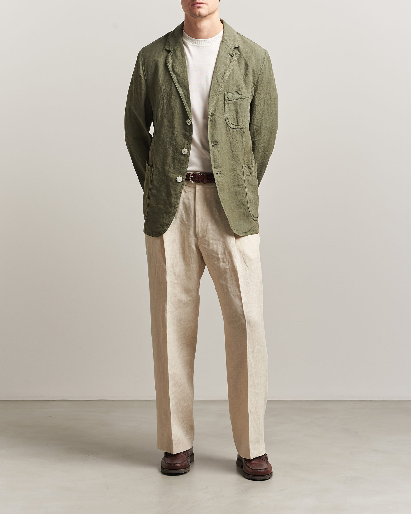 Uomini | Blazers | Aspesi | Samuraki Linen Blazer Military