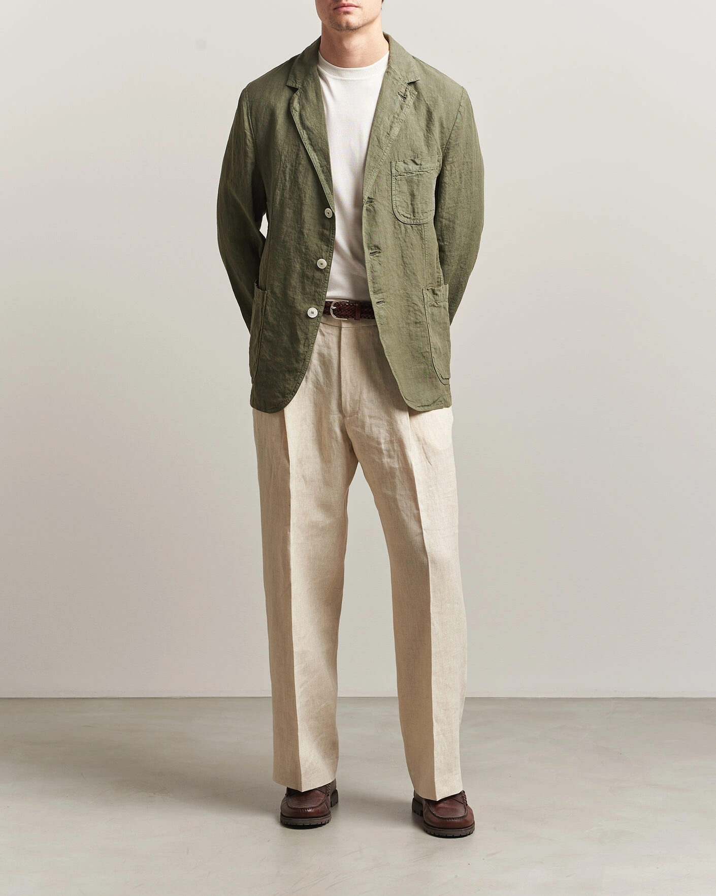 Uomini | Blazers | Aspesi | Samuraki Linen Blazer Military