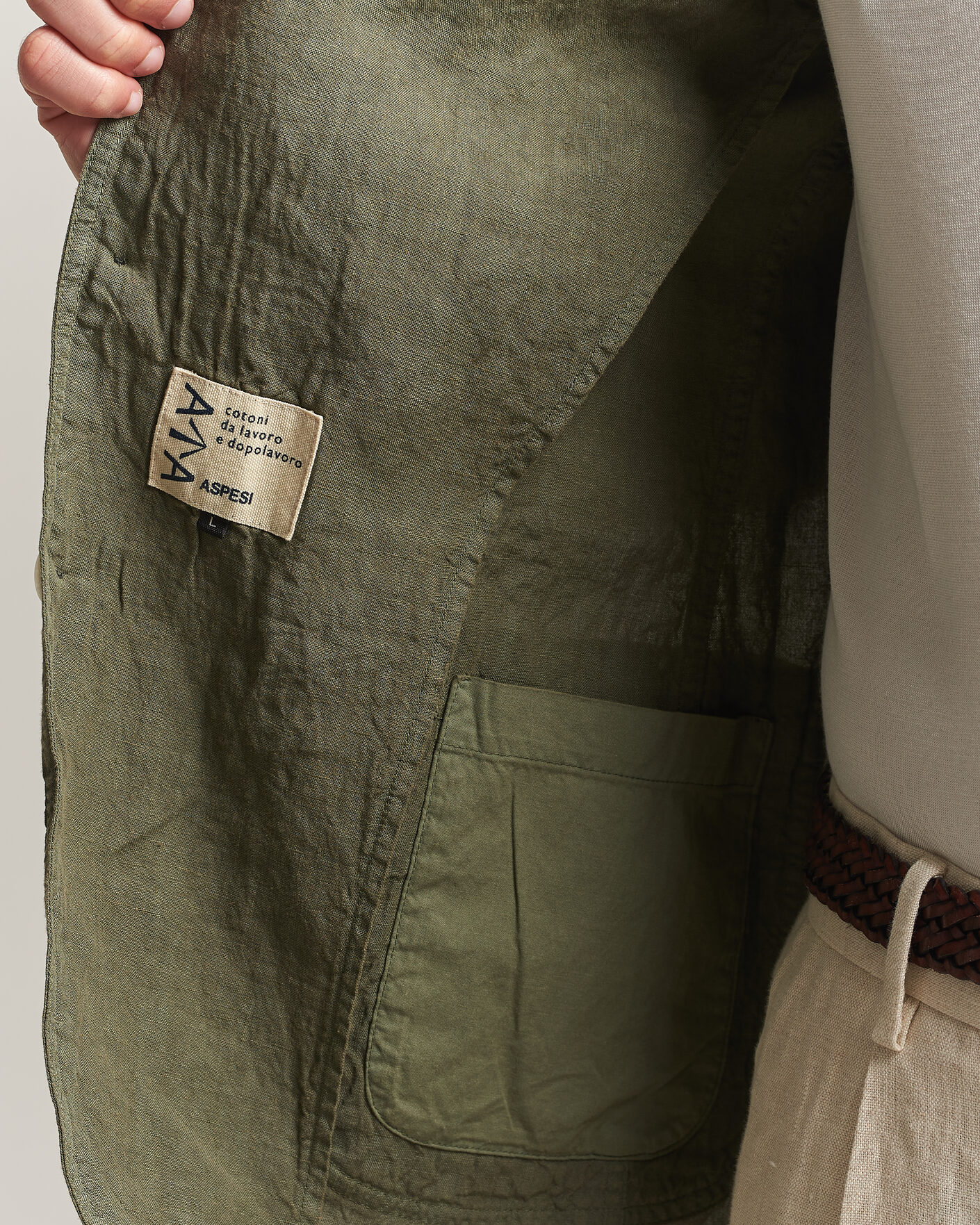 Uomini | Blazers | Aspesi | Samuraki Linen Blazer Military