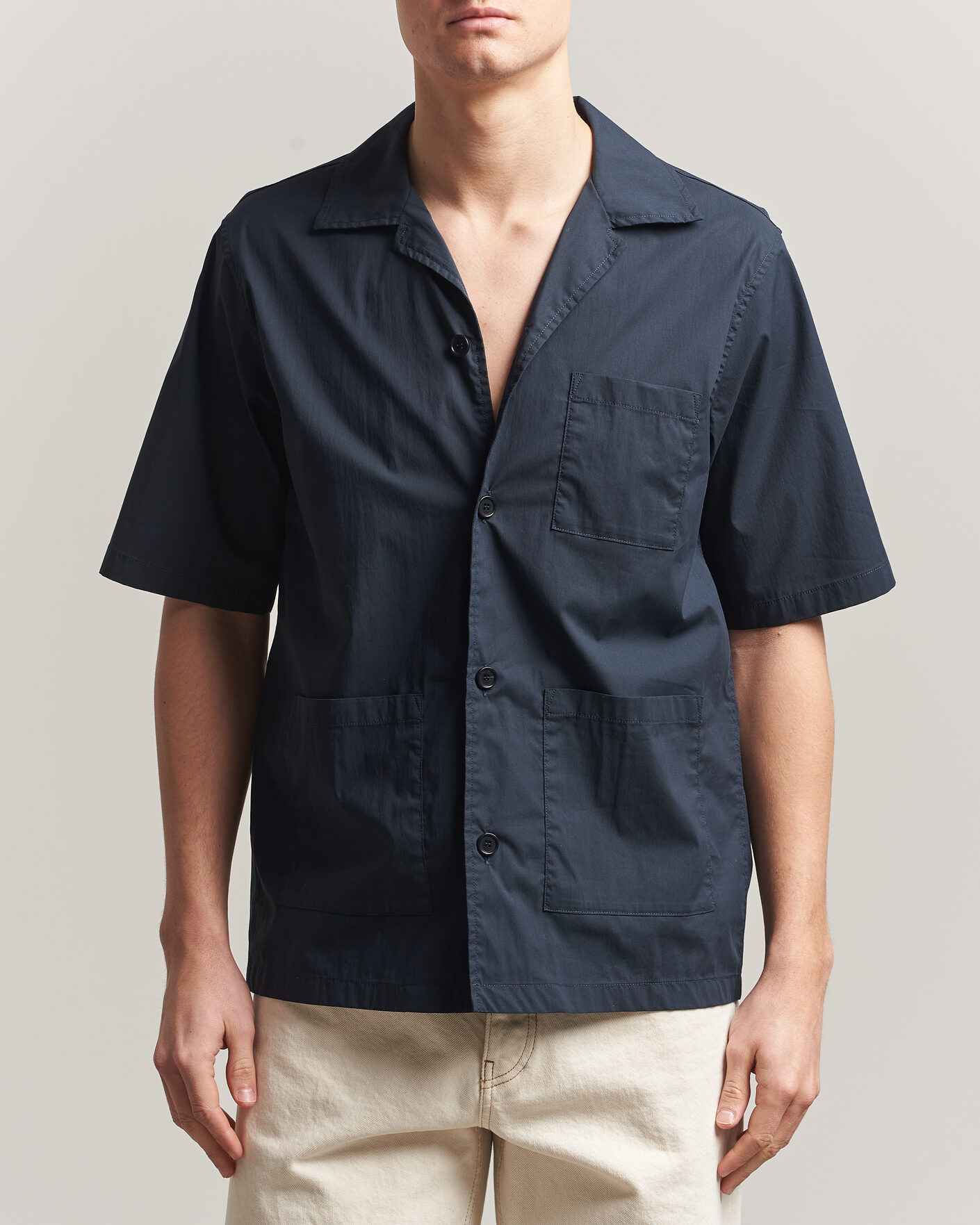Uomini | Camicie | Aspesi | Ago Short Sleeve Shirt Navy