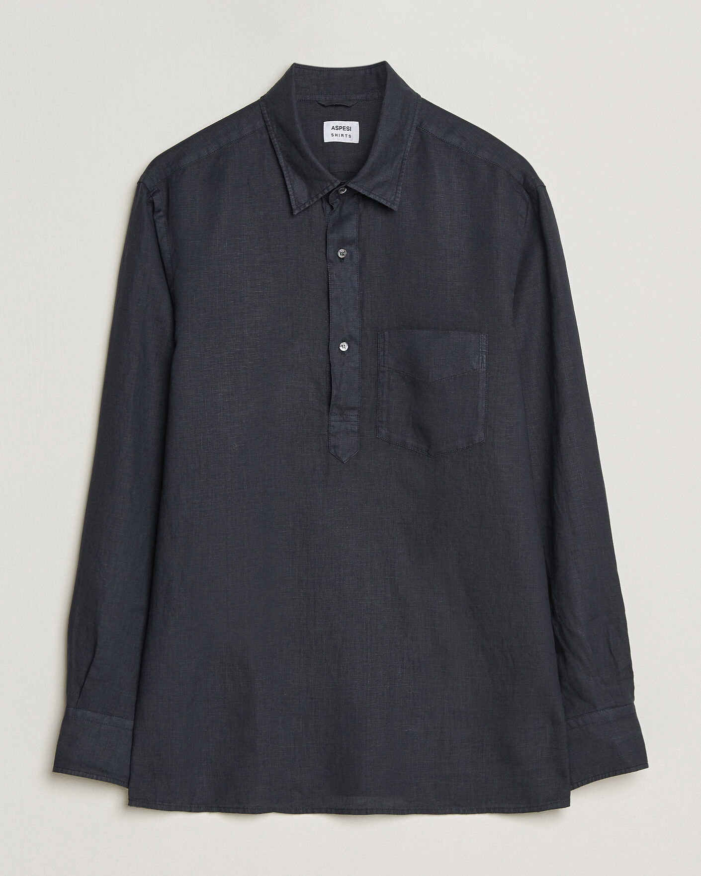 Uomini | Camicie | Aspesi | Popover Linen Shirt Navy