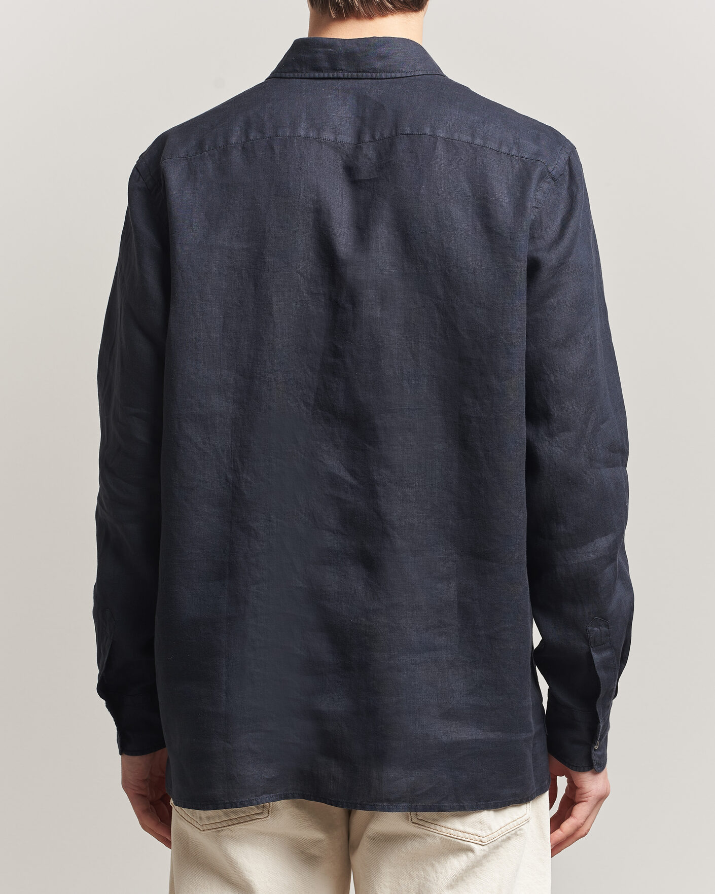 Uomini | Camicie | Aspesi | Popover Linen Shirt Navy