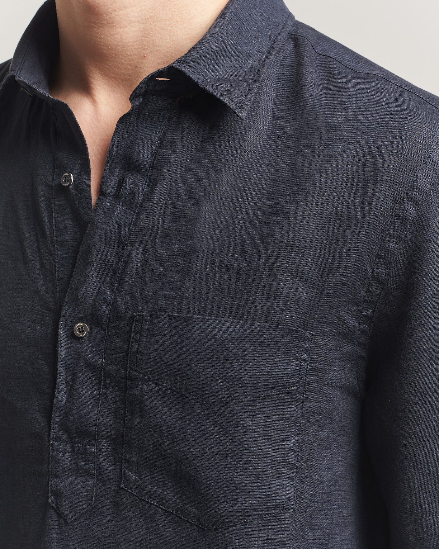 Uomini | Camicie | Aspesi | Popover Linen Shirt Navy