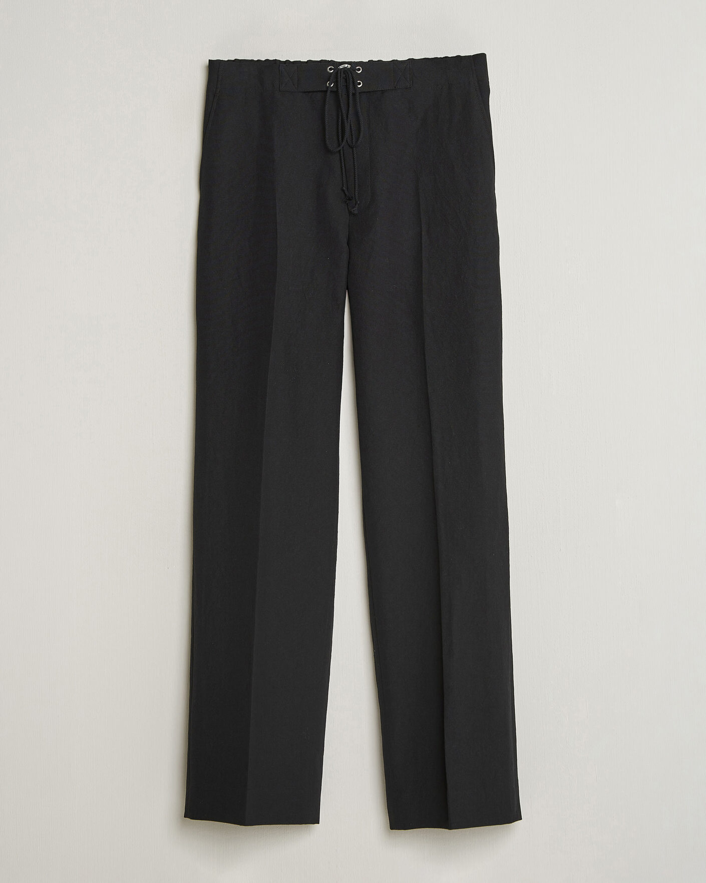 Uomini | Pantaloni | Auralee | Wool/Linen Ox Drawstring Pants Black