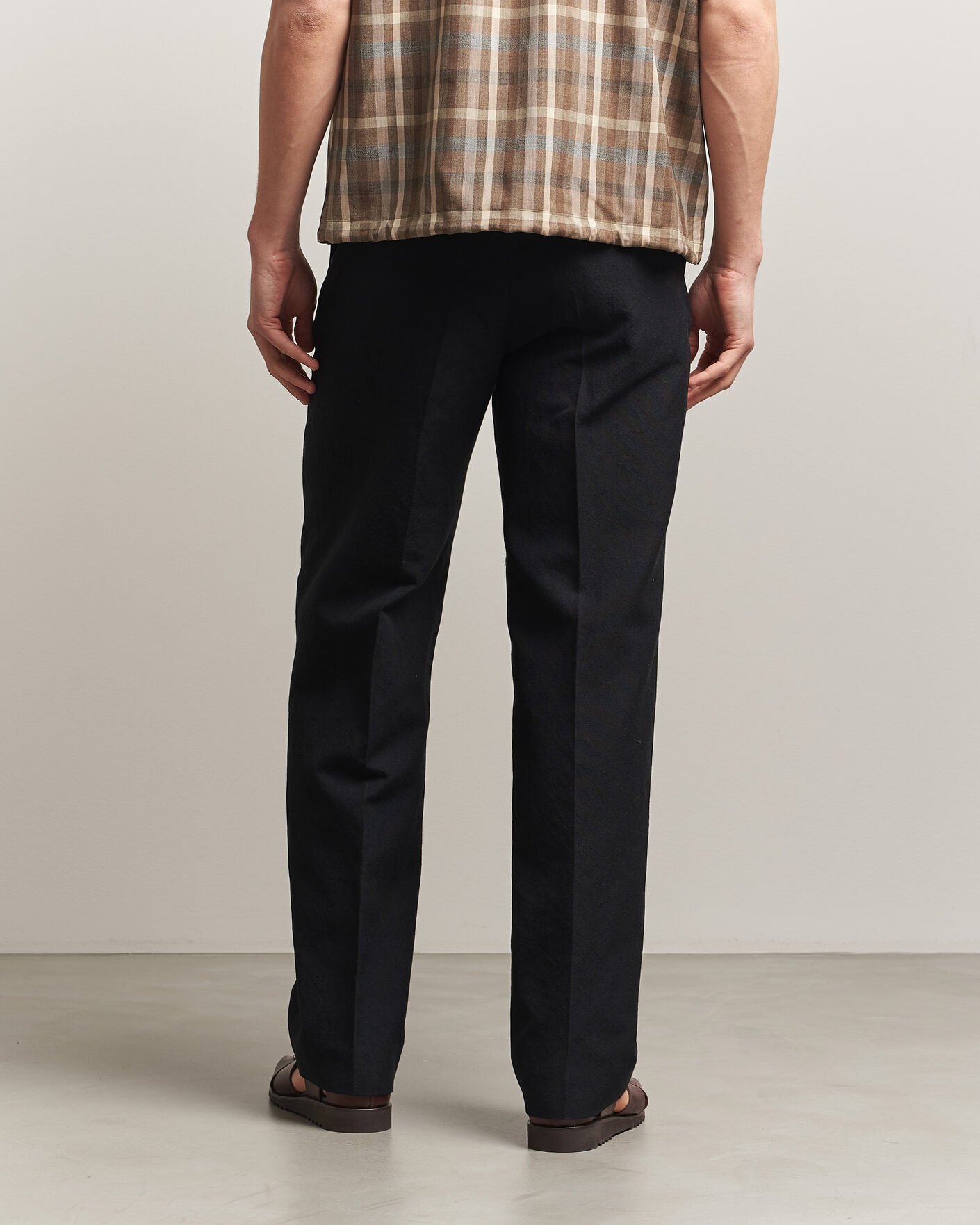 Uomini | Pantaloni | Auralee | Wool/Linen Ox Drawstring Pants Black