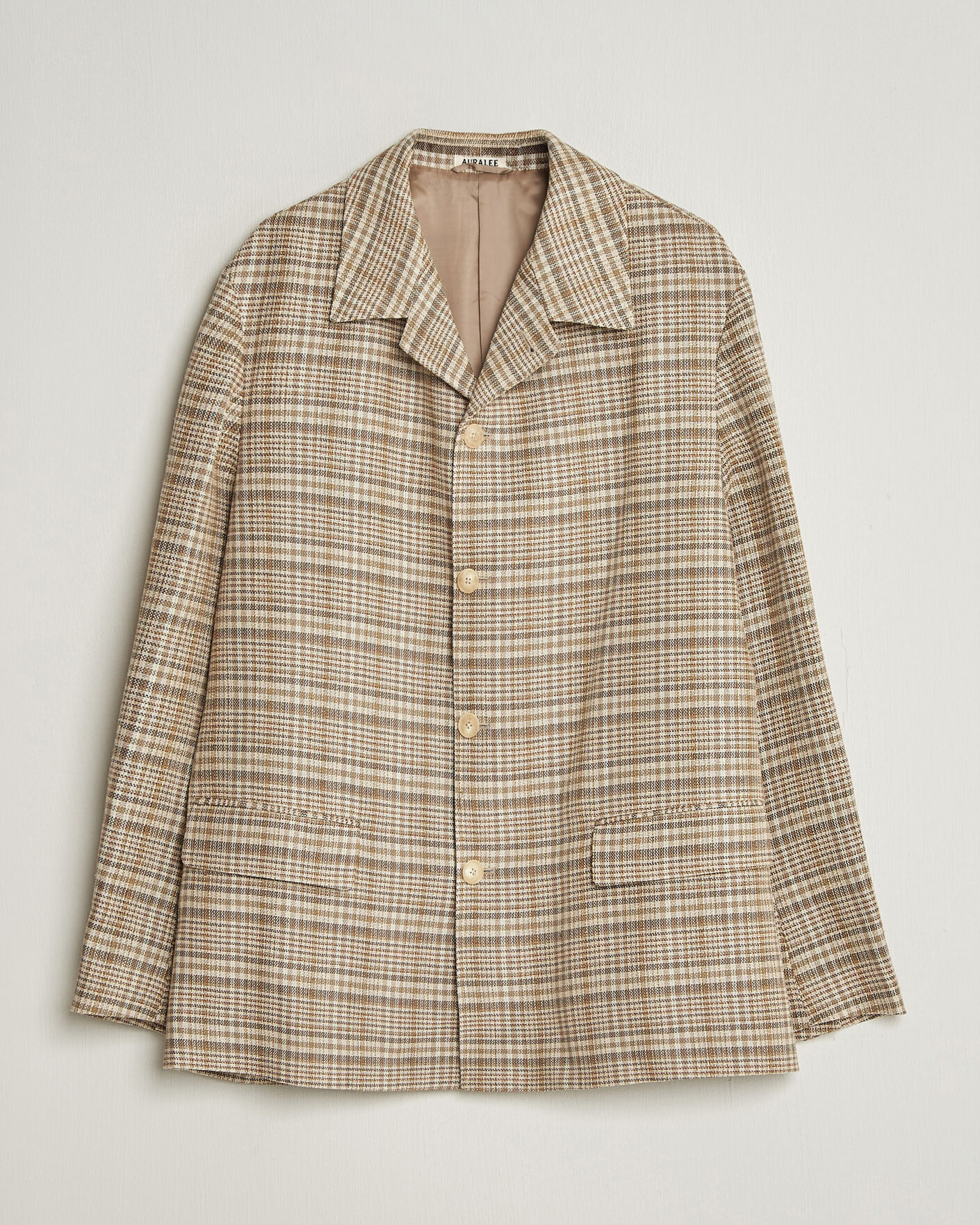Uomini | Giacche | Auralee | Silk/Linen Chore Jacket Beige Check