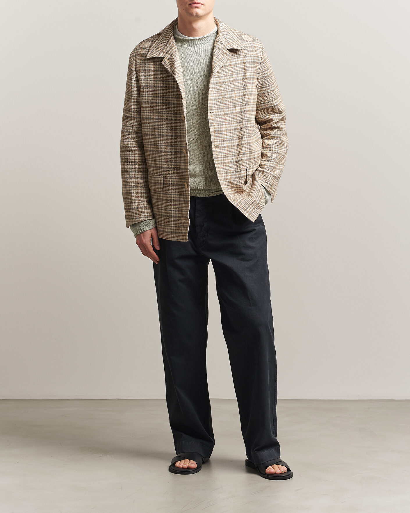 Uomini | Giacche | Auralee | Silk/Linen Chore Jacket Beige Check