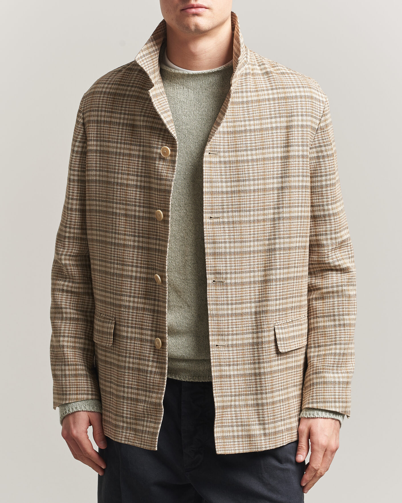 Uomini | Giacche | Auralee | Silk/Linen Chore Jacket Beige Check