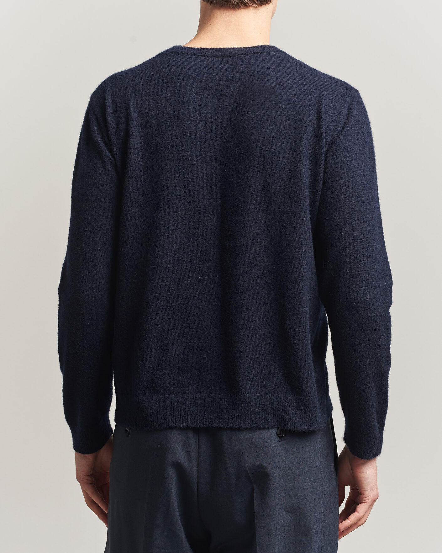 Uomini | Maglieria | Auralee | Brushed Cashmere/Cotton Crew Neck Navy
