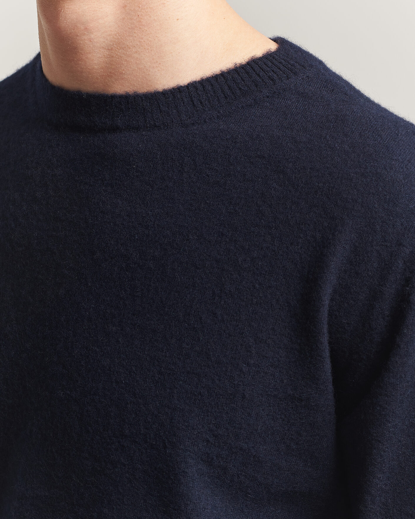 Uomini | Maglieria | Auralee | Brushed Cashmere/Cotton Crew Neck Navy