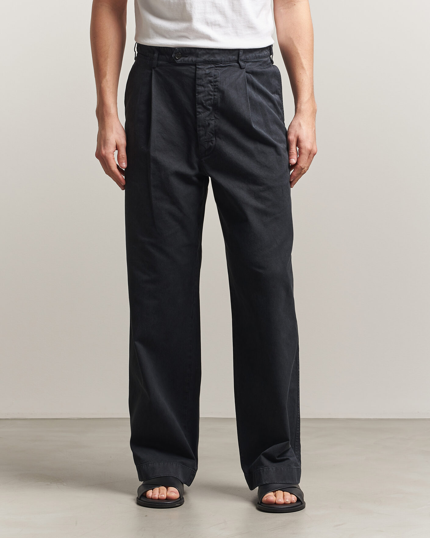 Uomini | Pantaloni | Auralee | Garment Dyed Finx Chinos Black