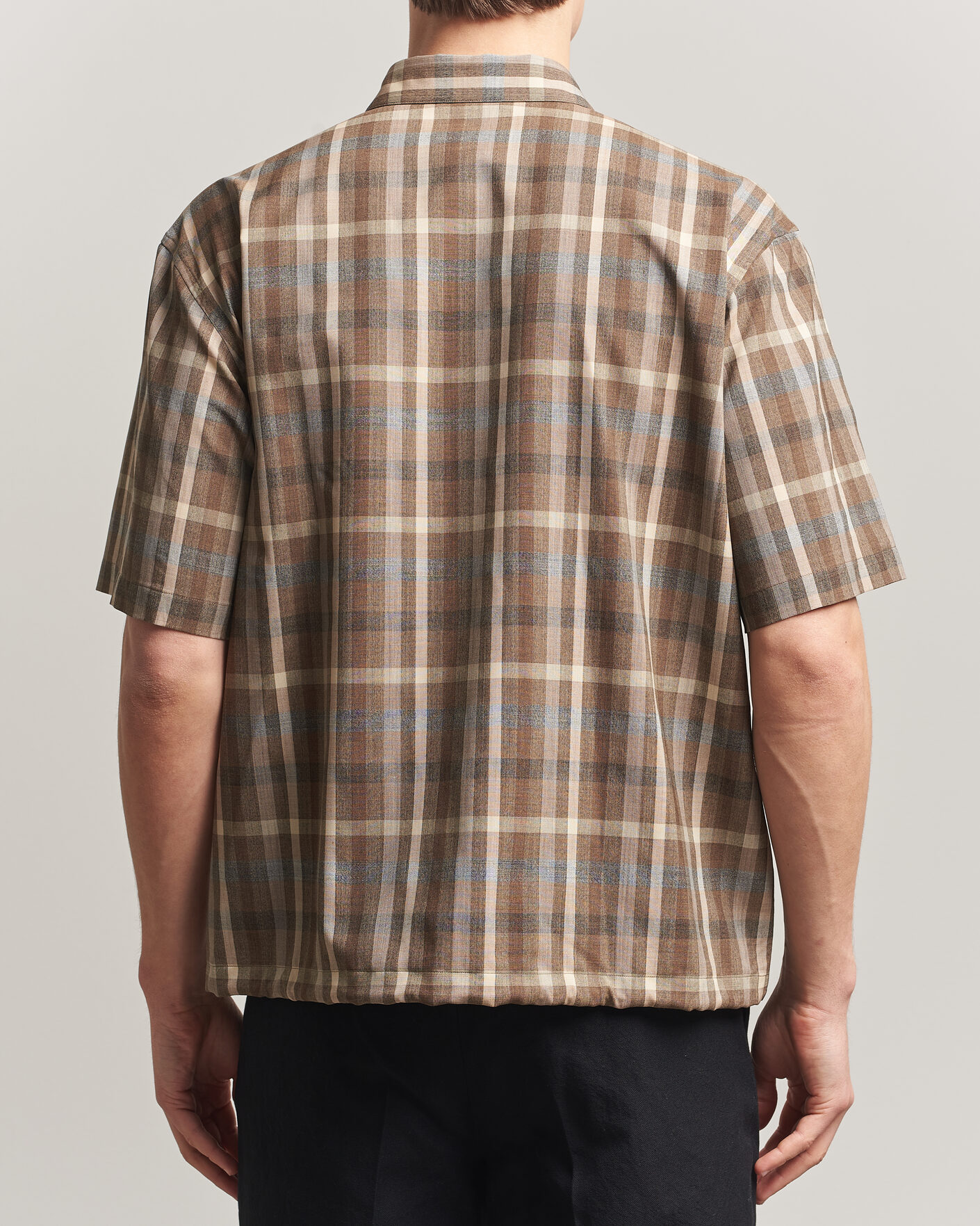 Uomini | Camicie | Auralee | Tropical Wool Half Sleeve Shirt Brown Check