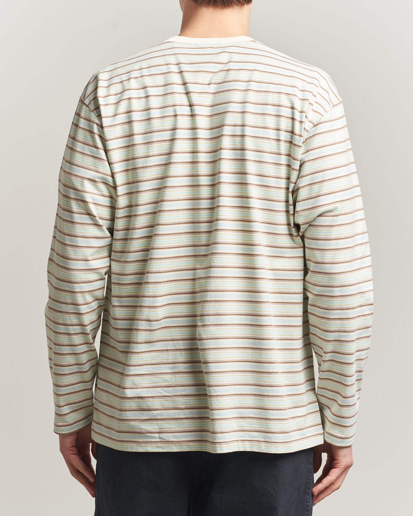 Uomini | T-shirt | Auralee | Long Sleeve Cotton T-Shirt Mint Stripe