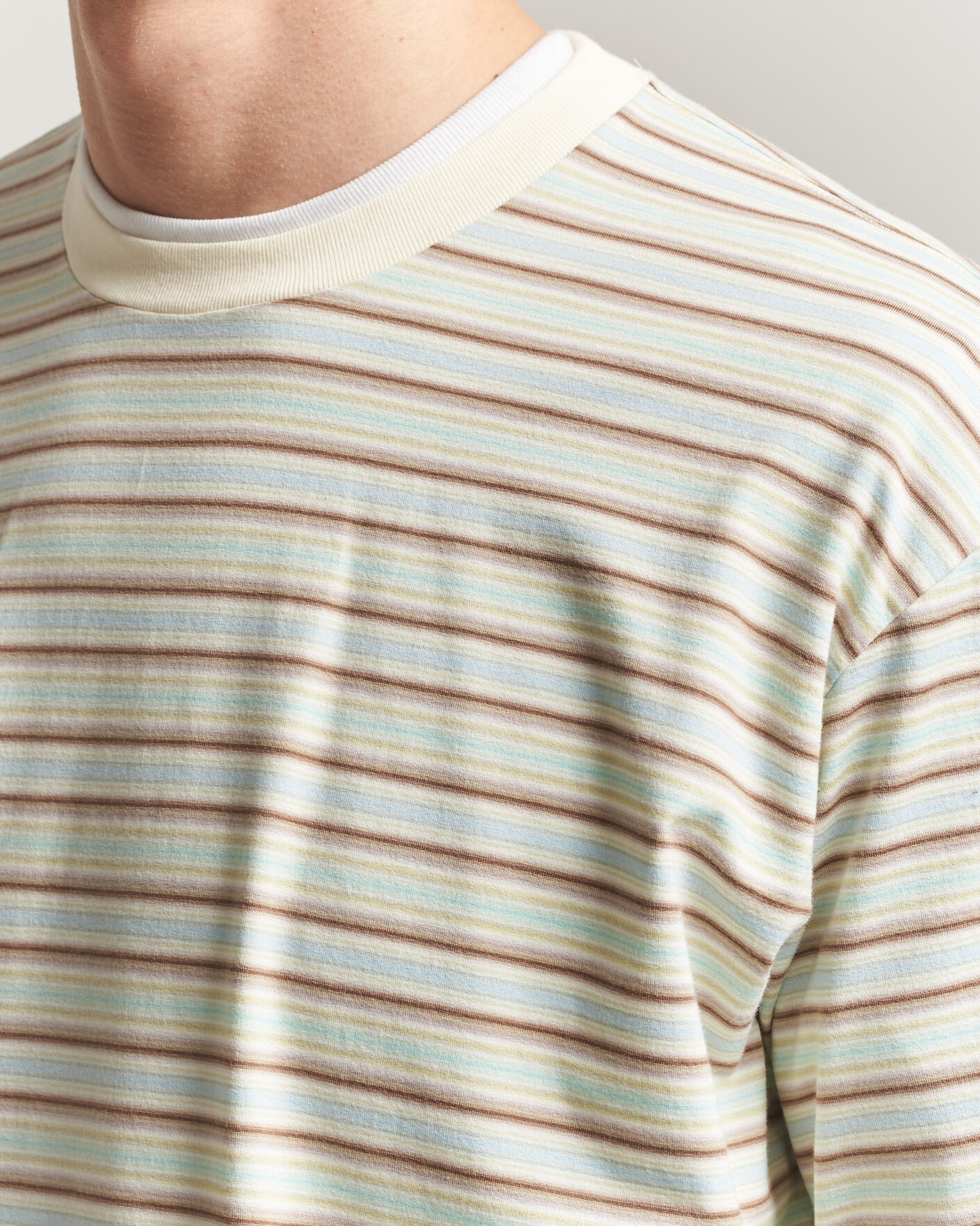 Uomini | T-shirt | Auralee | Long Sleeve Cotton T-Shirt Mint Stripe