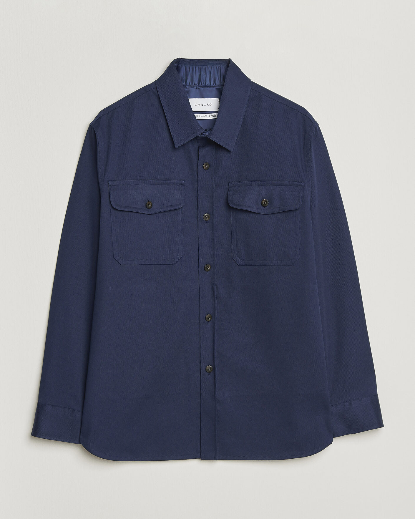 Uomini | Camicie | Caruso | Twill Cotton Overshirt Navy