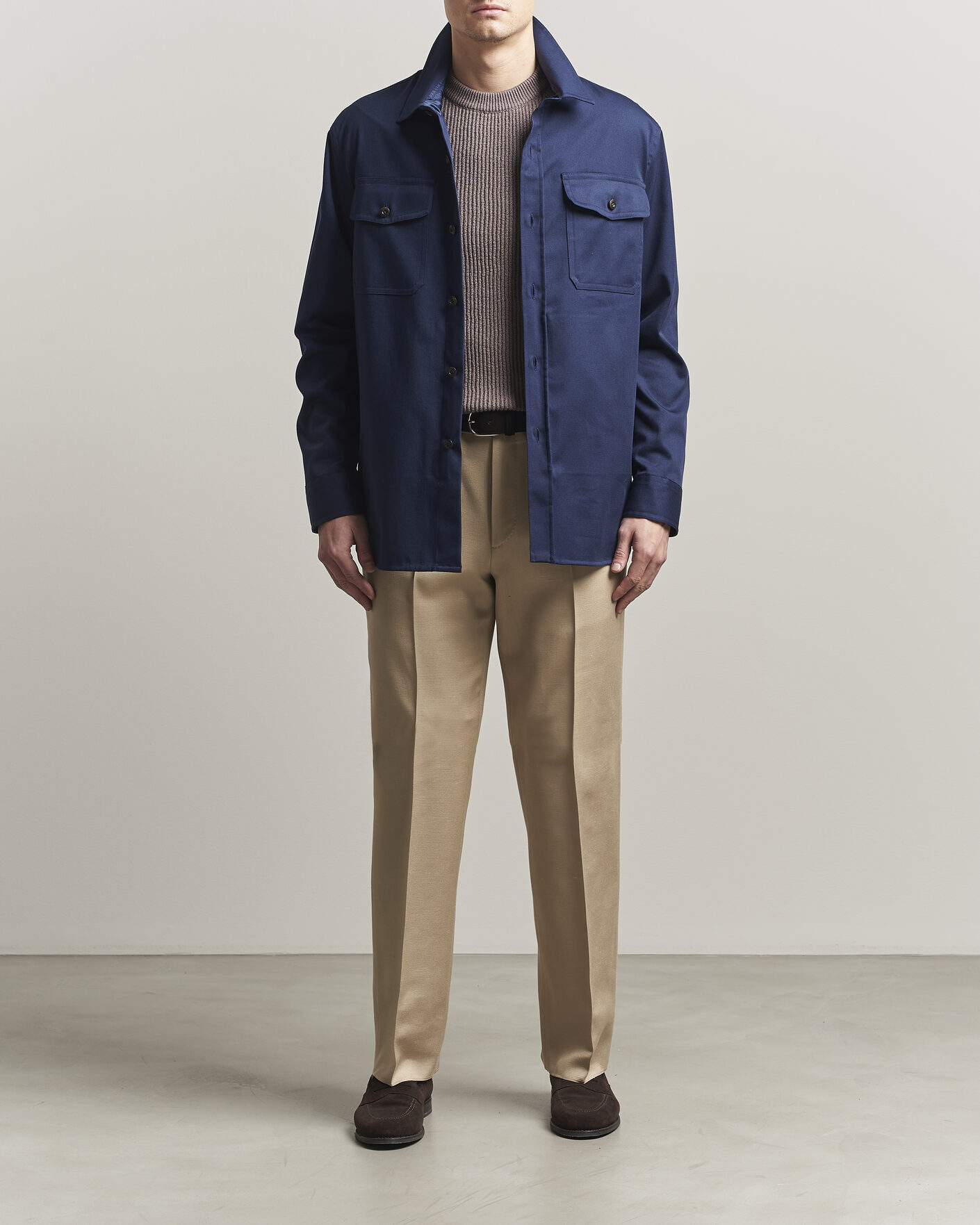 Uomini | Camicie | Caruso | Twill Cotton Overshirt Navy
