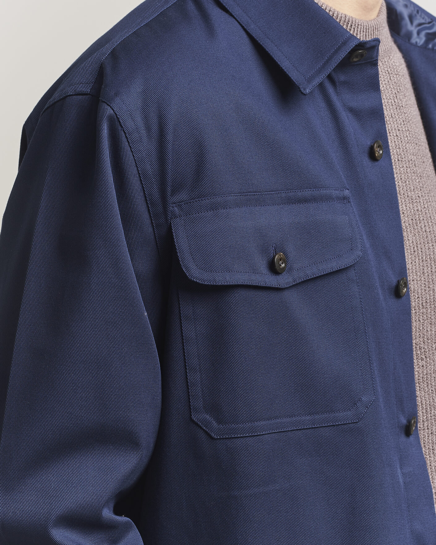 Uomini | Camicie | Caruso | Twill Cotton Overshirt Navy