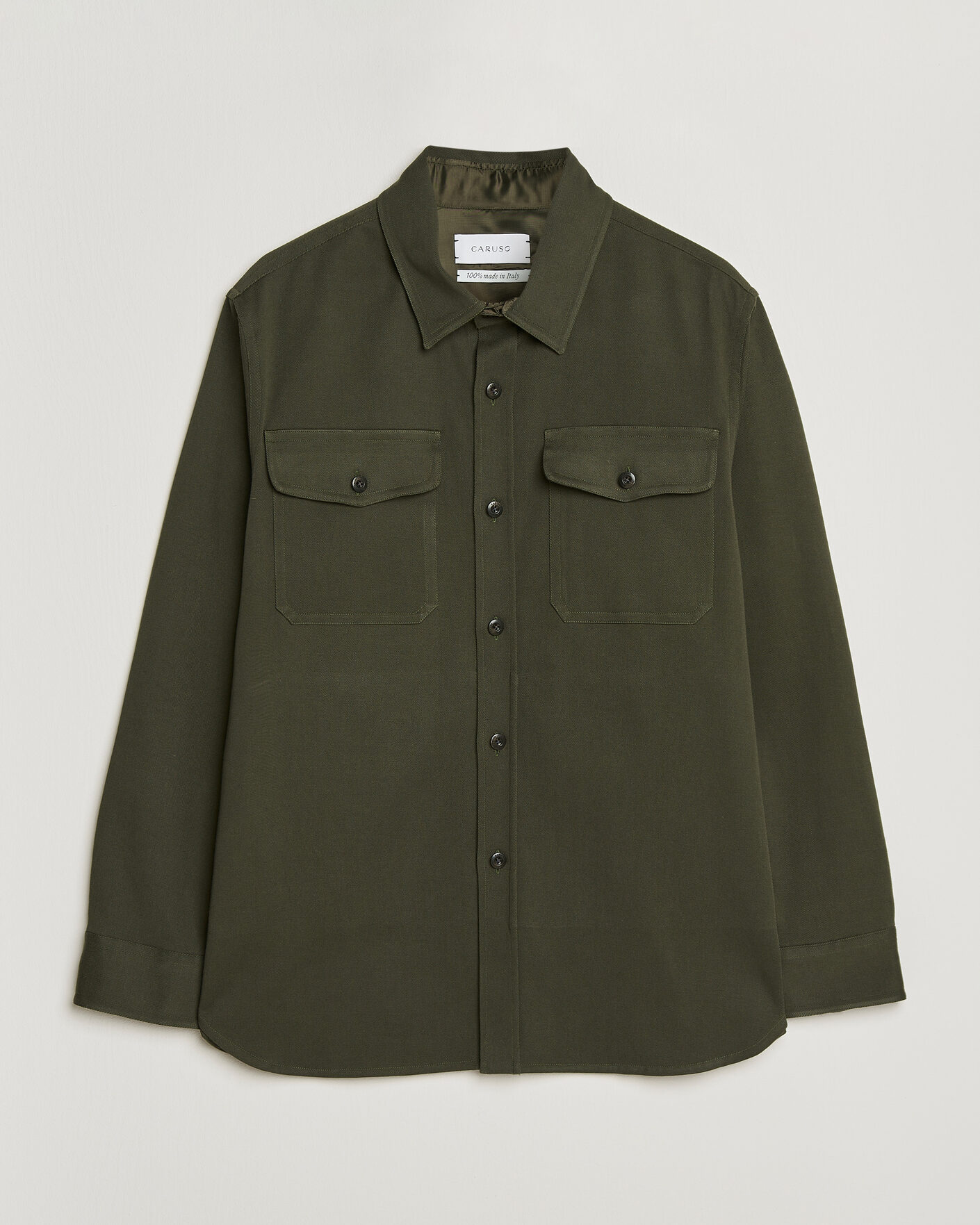 Uomini | Camicie | Caruso | Twill Cotton Overshirt Dark Green