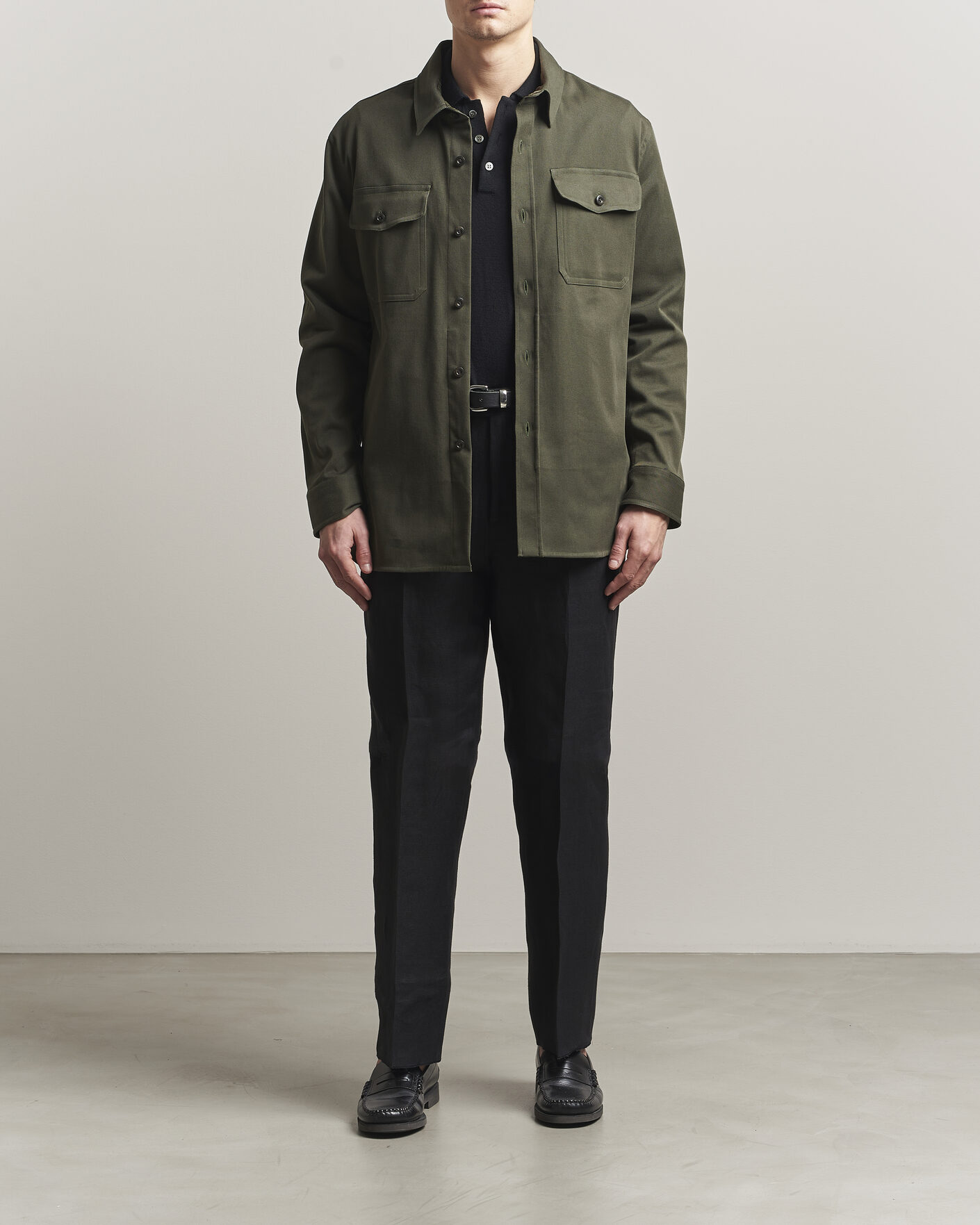 Uomini | Camicie | Caruso | Twill Cotton Overshirt Dark Green
