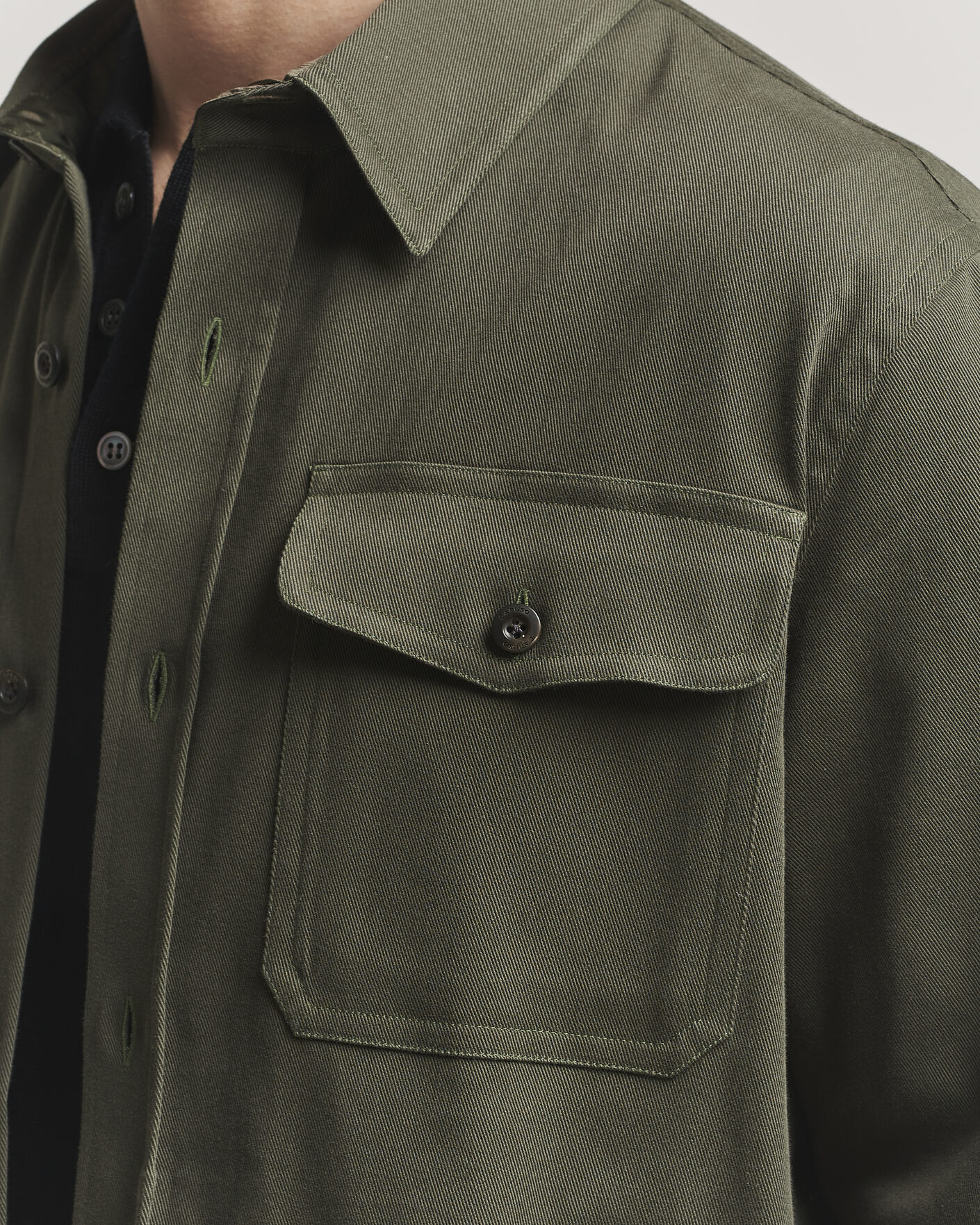 Uomini | Camicie | Caruso | Twill Cotton Overshirt Dark Green