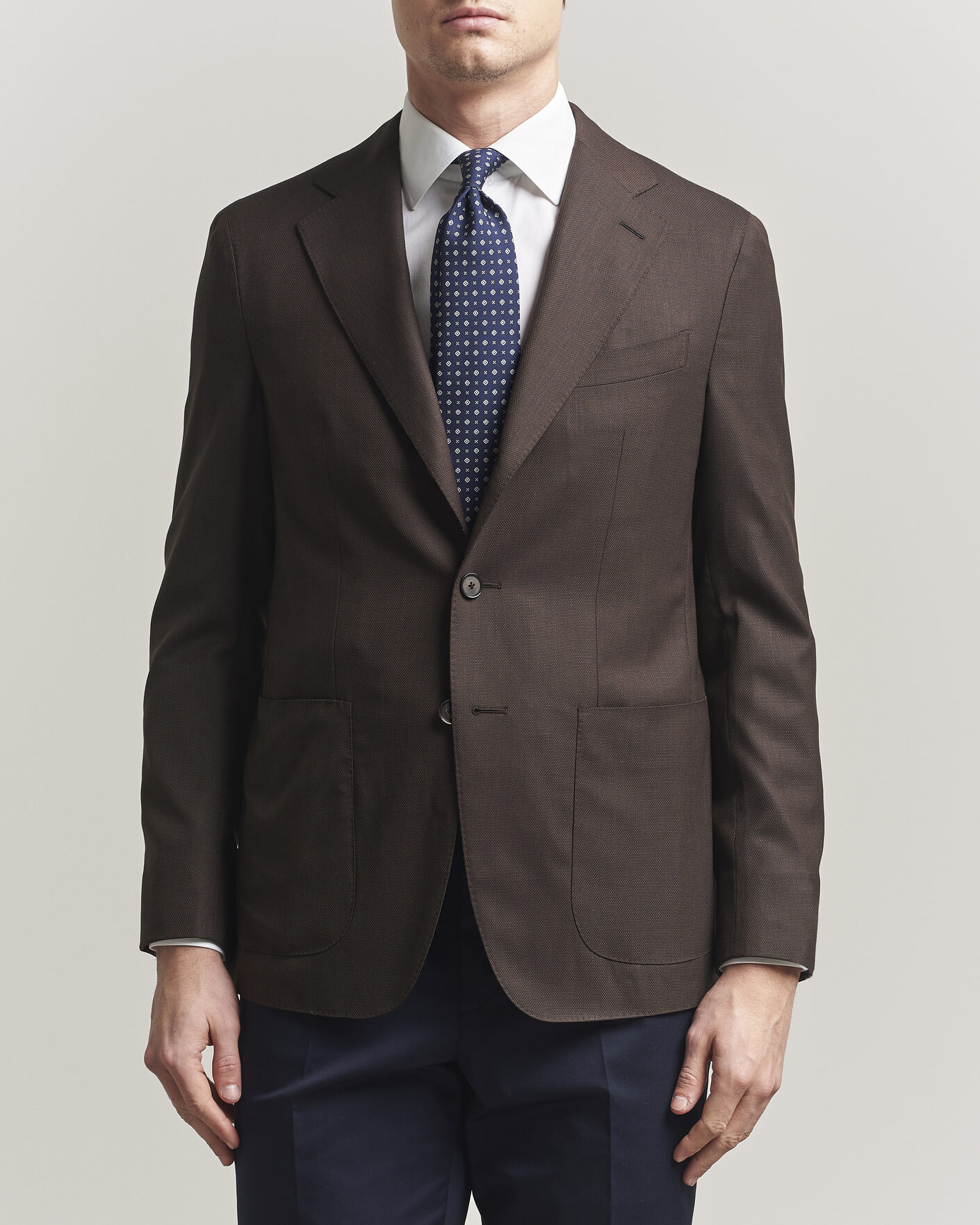 Uomini | Blazers | Caruso | Aida Wool Hopsack Blazer Dark Brown