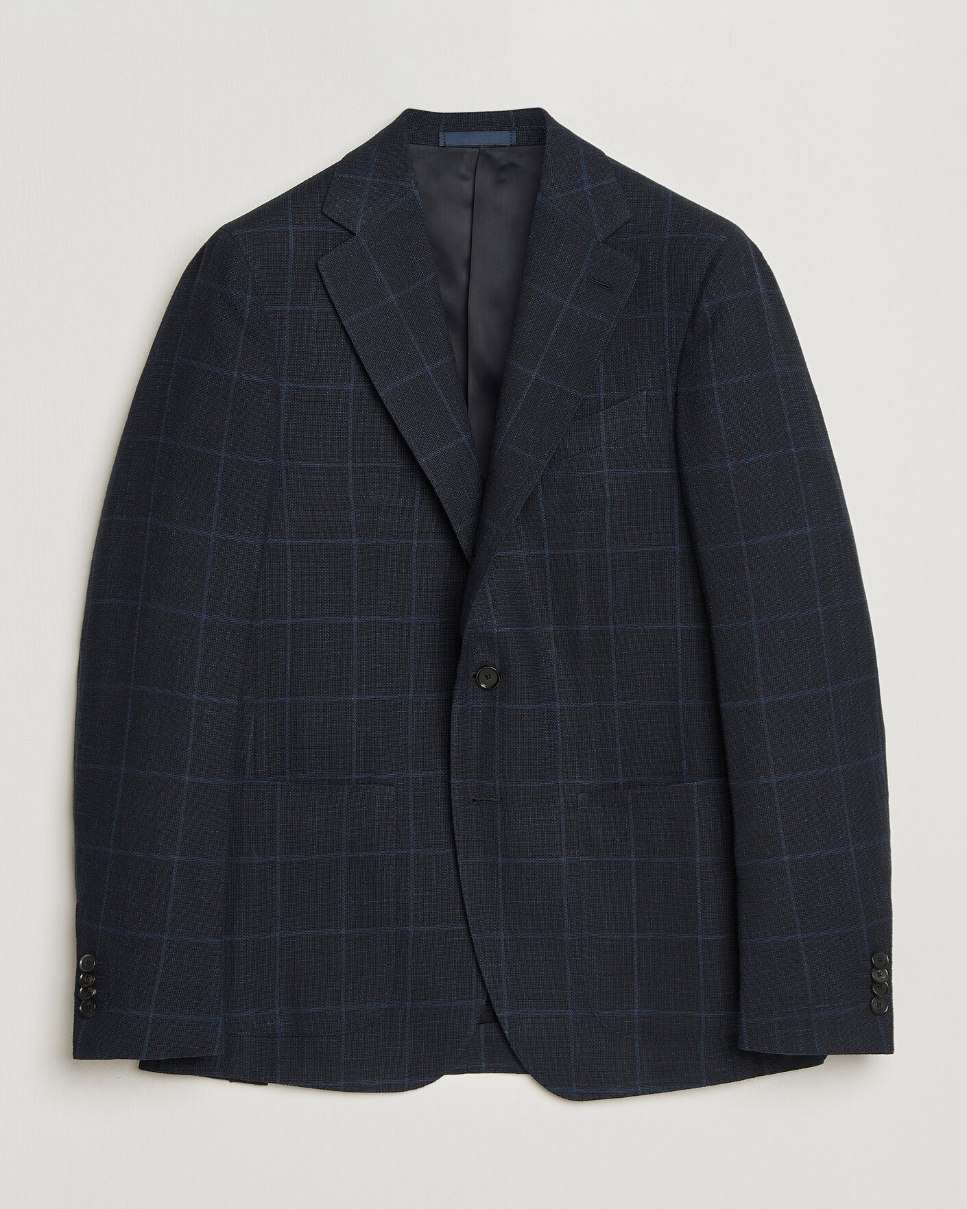 Uomini | Blazers | Caruso | Aida Wool Hopsack Blazer Navy Check