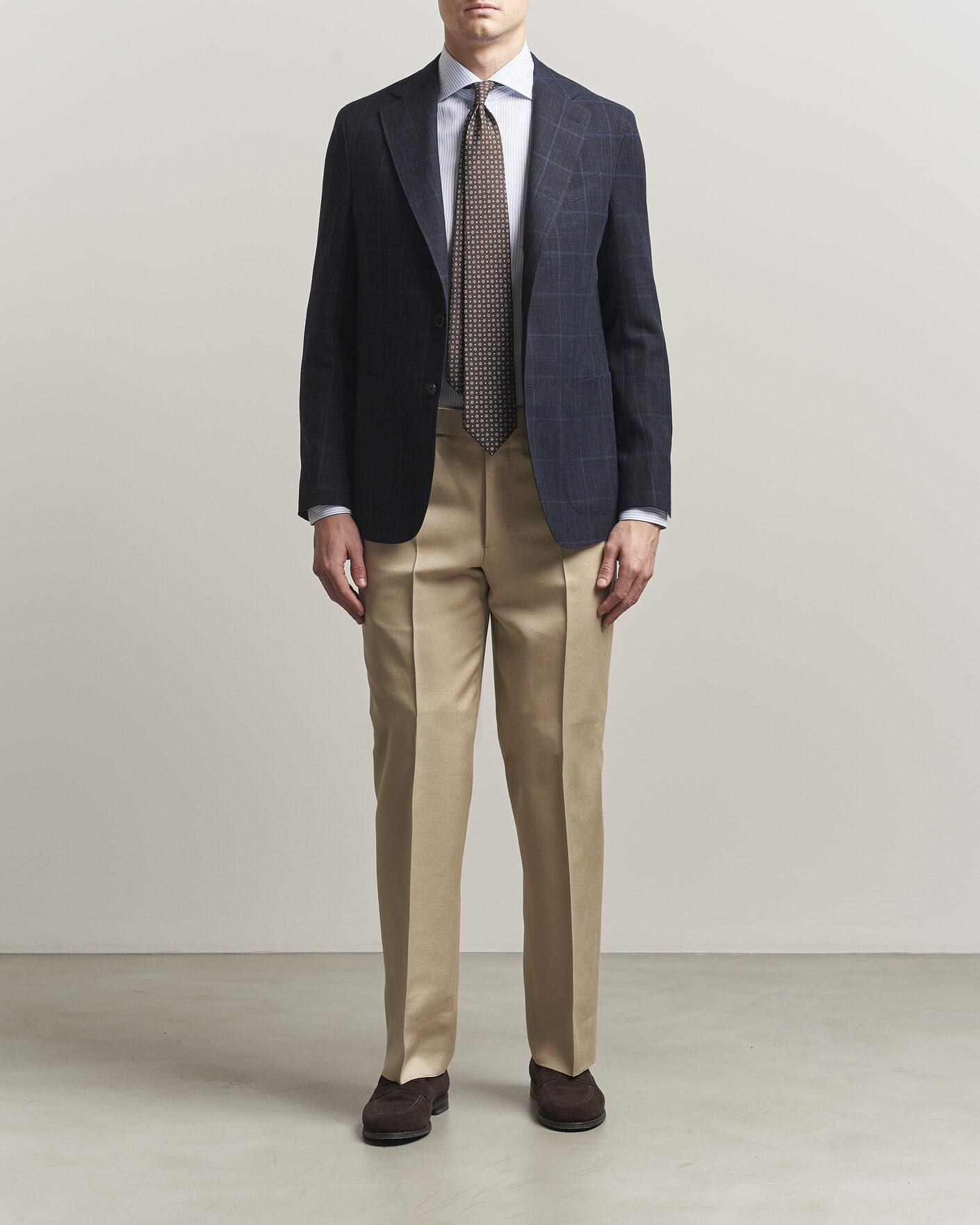 Uomini | Blazers | Caruso | Aida Wool Hopsack Blazer Navy Check