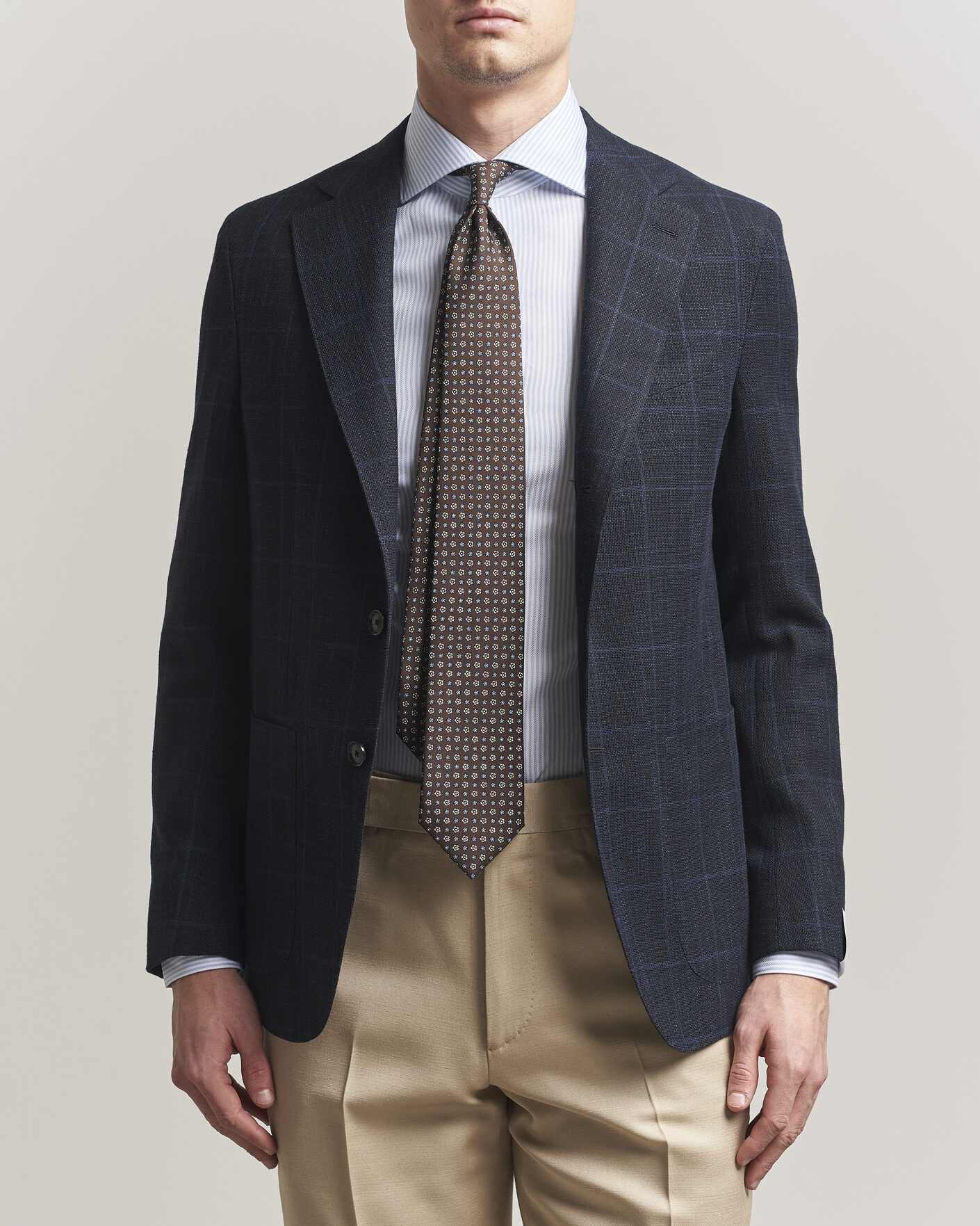 Uomini | Blazers | Caruso | Aida Wool Hopsack Blazer Navy Check