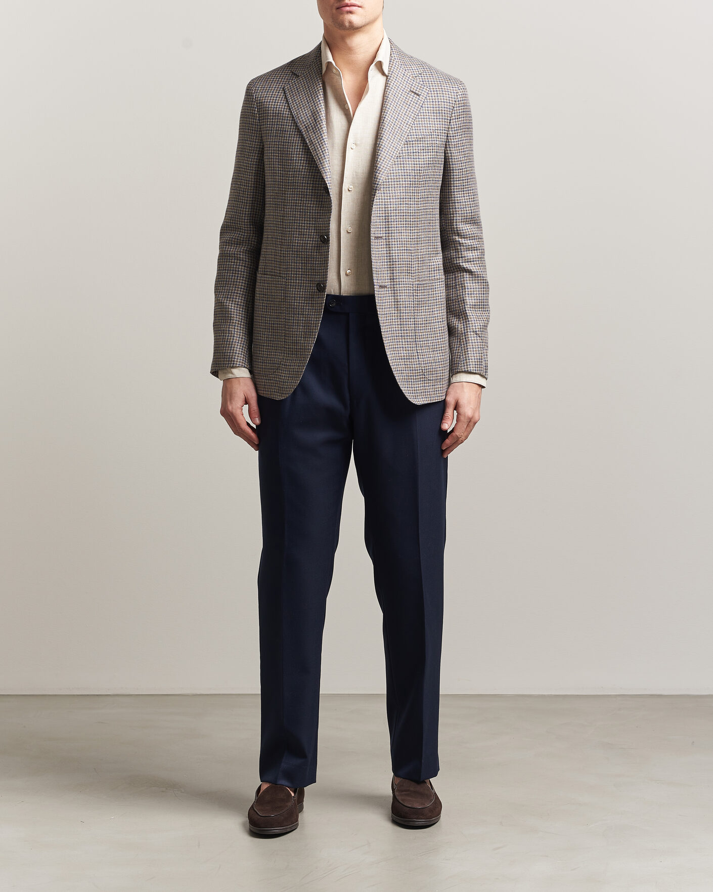 Uomini | Blazers | Caruso | Aida Linen/Wool Blazer Navy/Grey Check