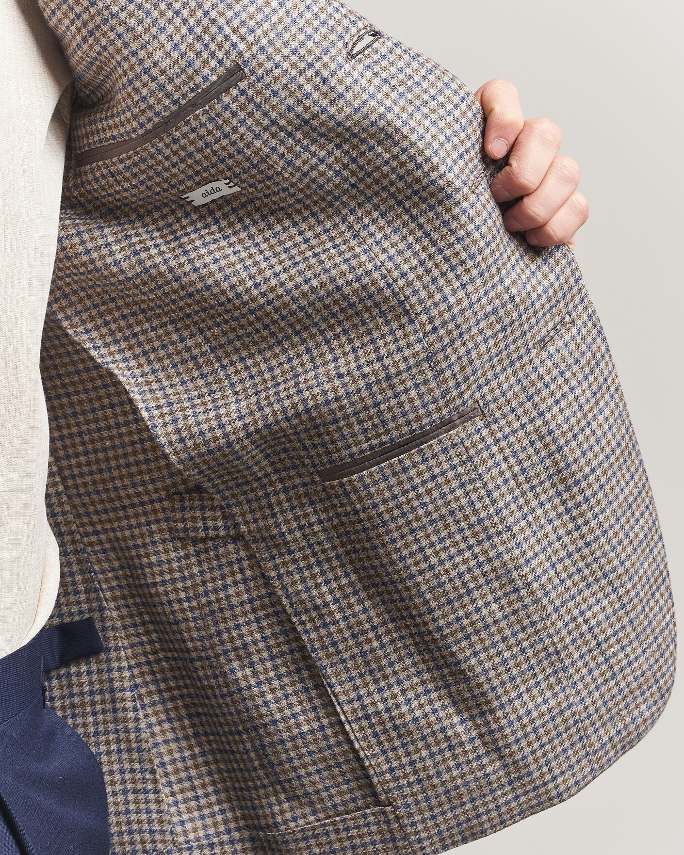 Uomini | Blazers | Caruso | Aida Linen/Wool Blazer Navy/Grey Check