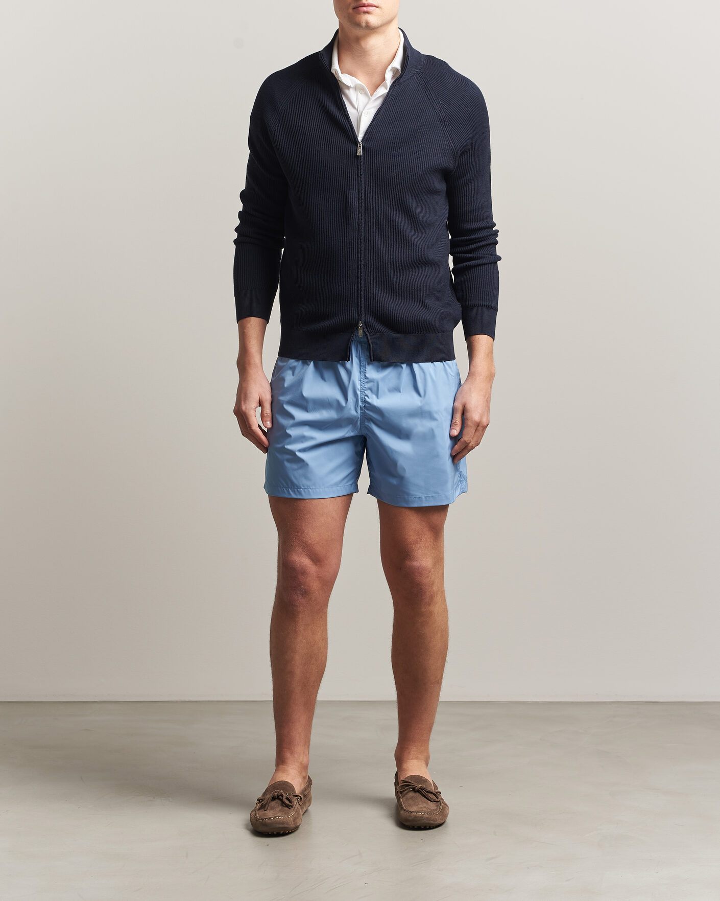 Uomini | Maglieria | Fedeli | Giza Cotton Full Zip Sweater Navy